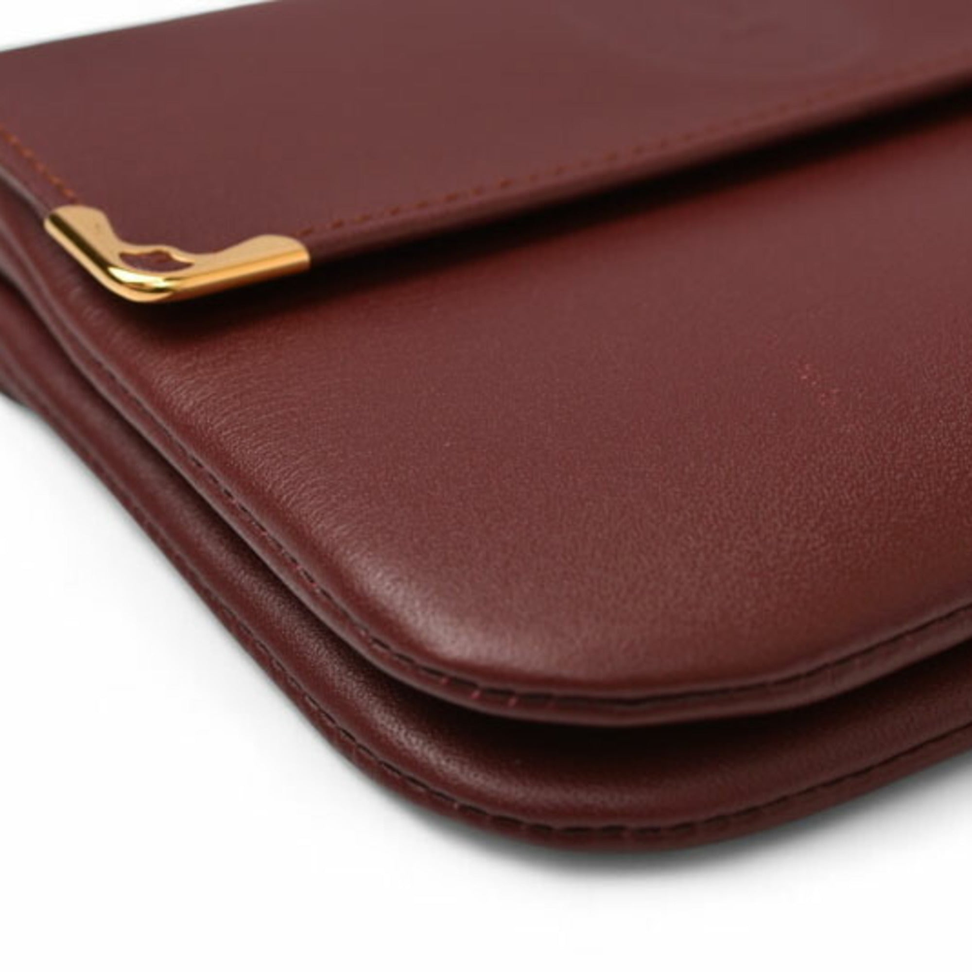 Cartier Bordeaux Leather Coin Purse/Coin Case (Pre-Owned)