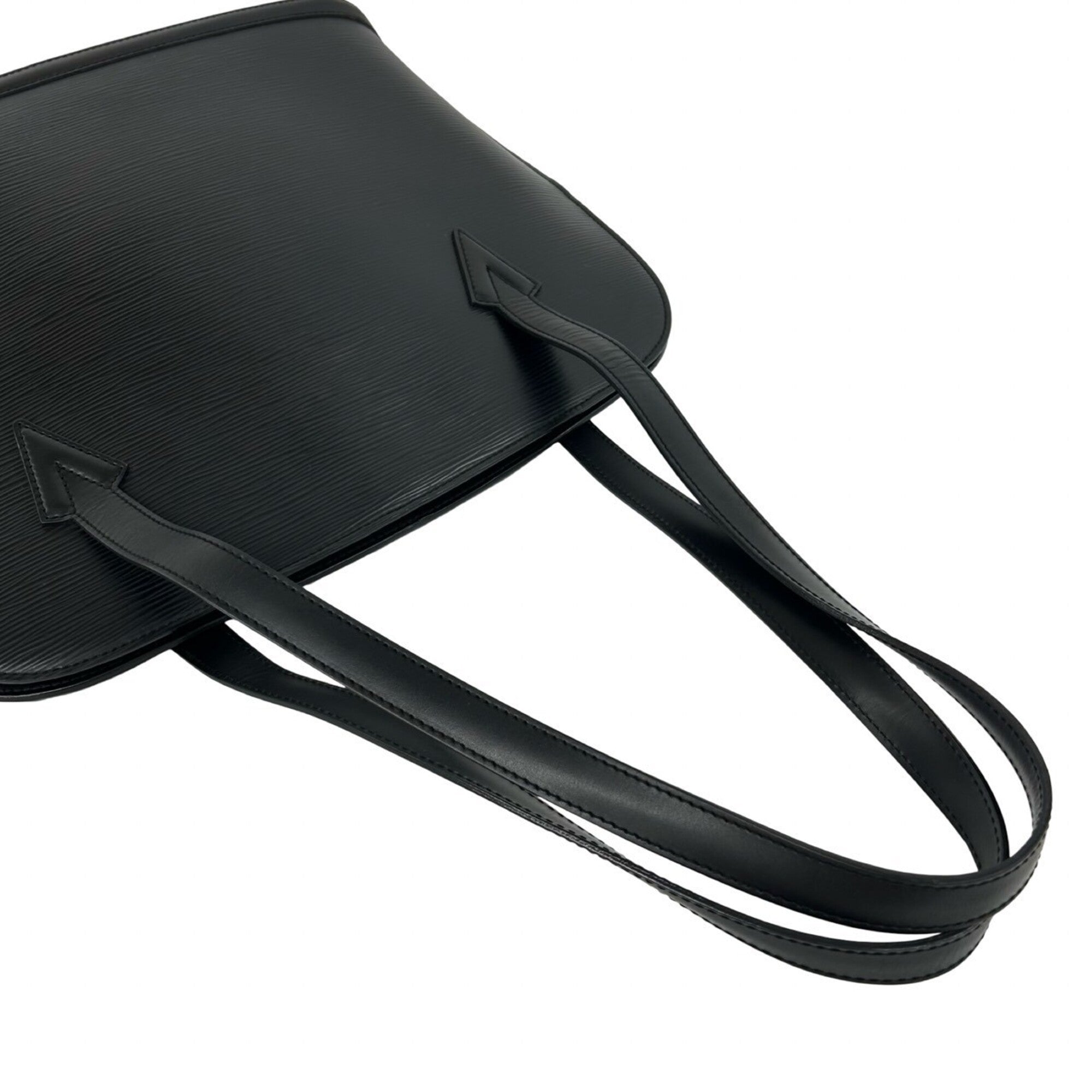 Louis Vuitton Black Leather Shoulder Bag Tote Bag (Pre-Owned)