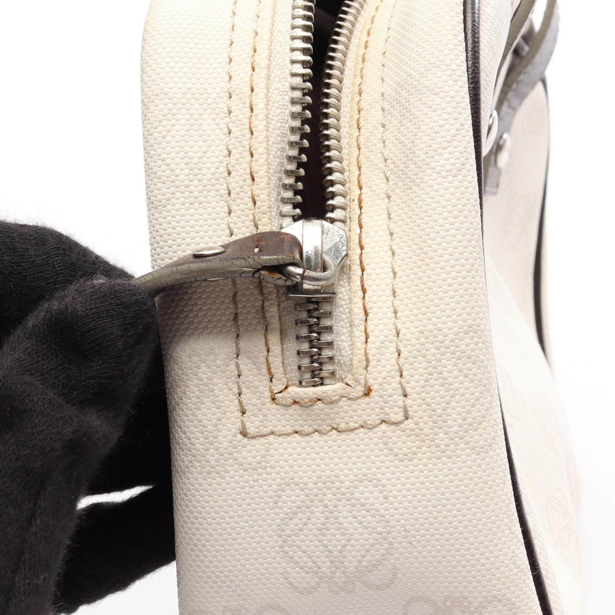 Loewe Brown White Coated Canvas Leather Handbag (Pre-Owned)