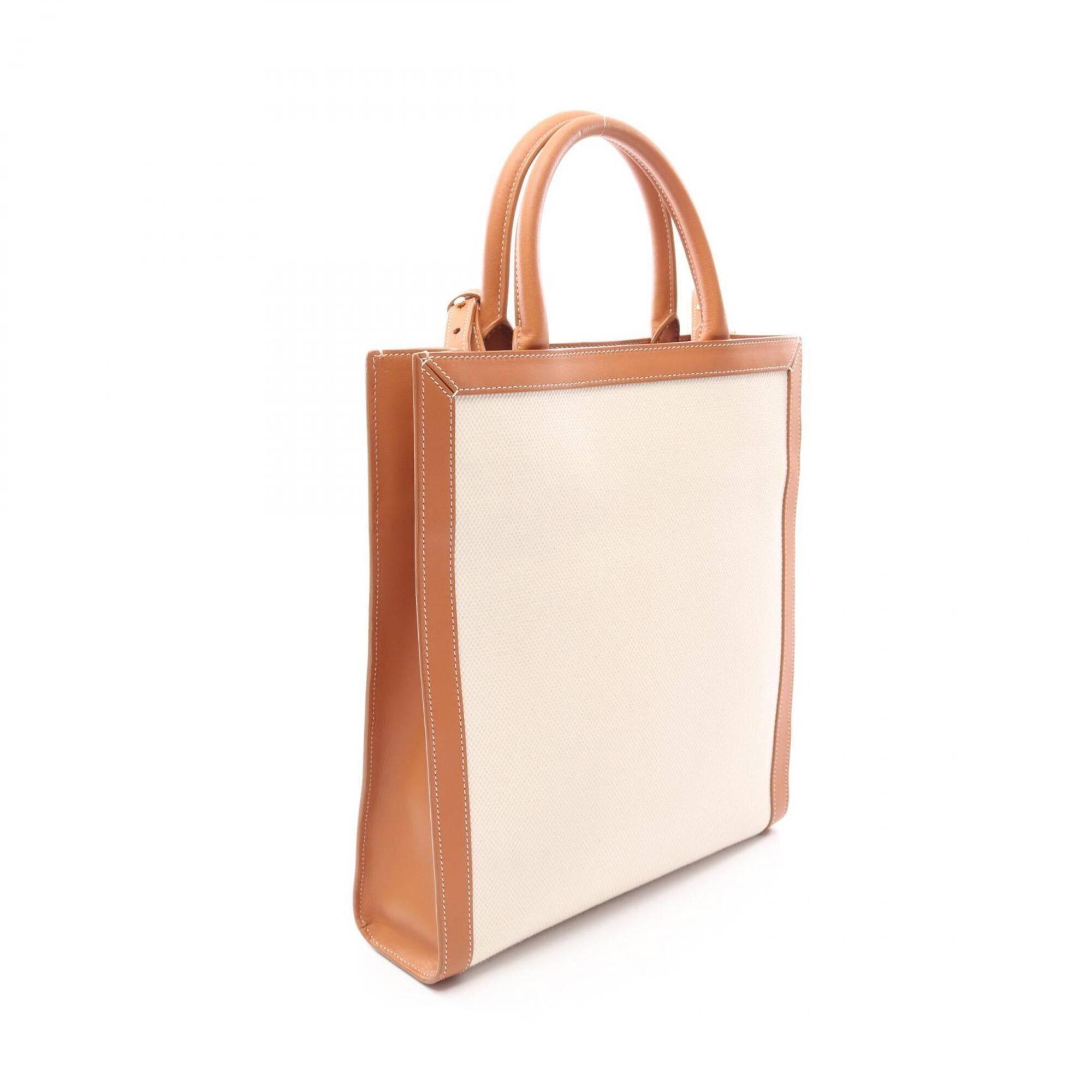 Celine Cabas Brown Ivory Canvas Leather Handbag Tote Bag (Pre-Owned)