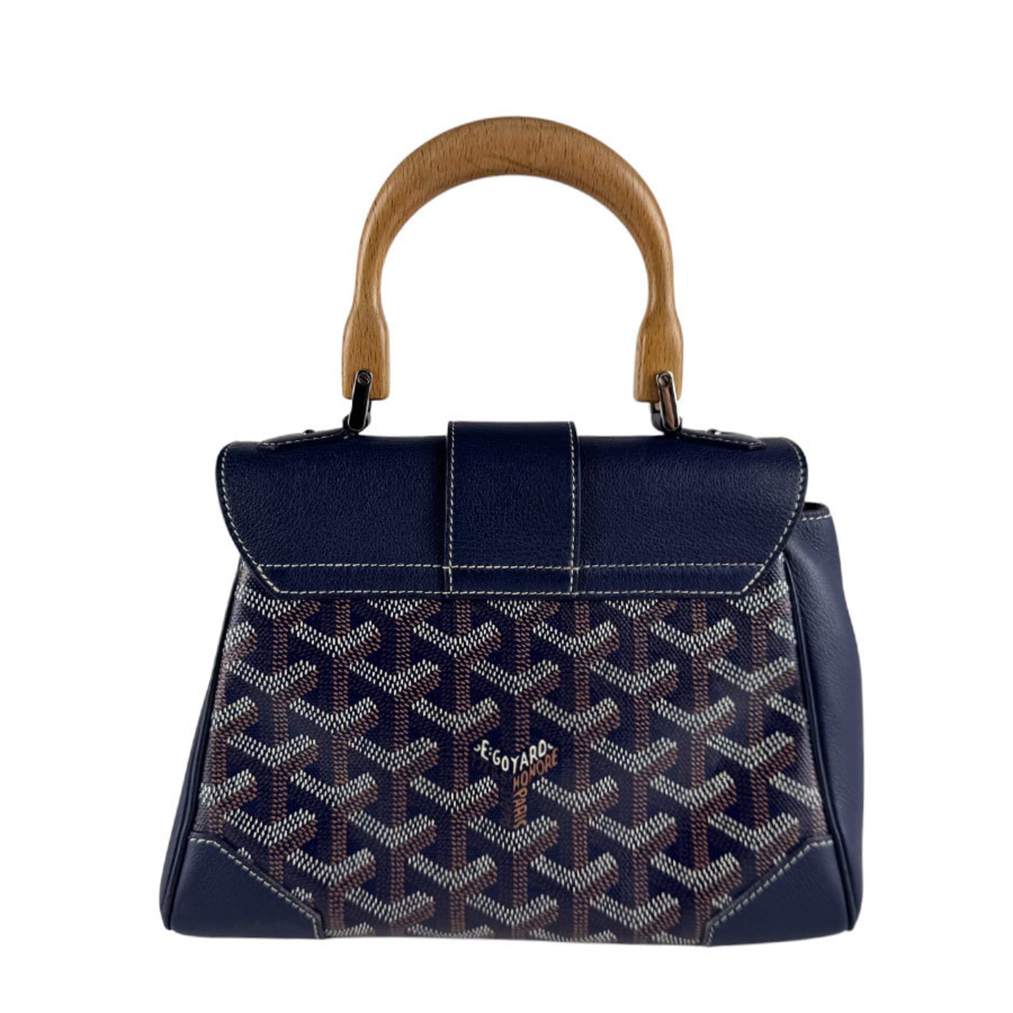 Goyard Navy Coated Canvas Leather Handbag Shoulder Bag (Pre-Owned)