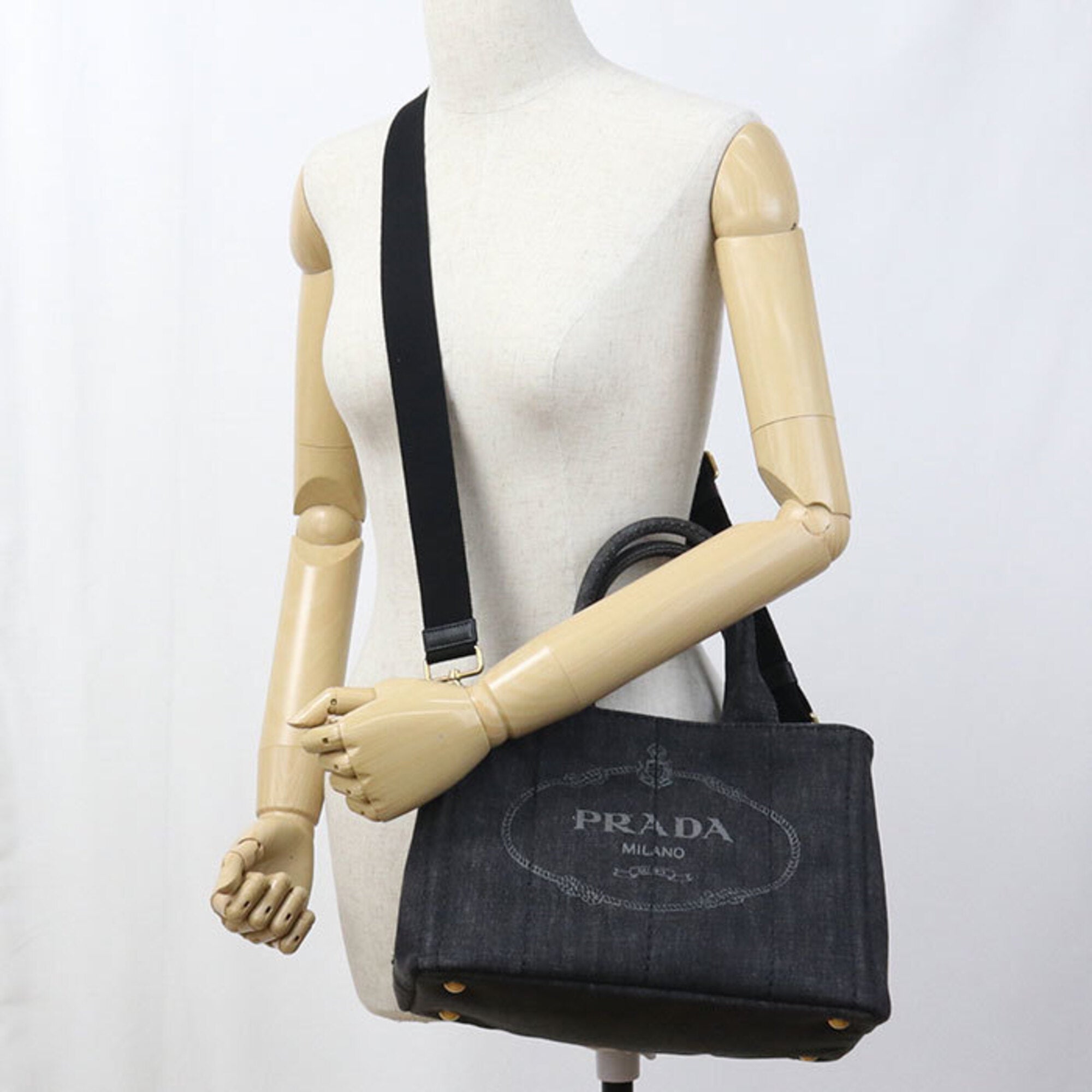 Prada Black Cotton Canvas Tote Bag (Pre-Owned)