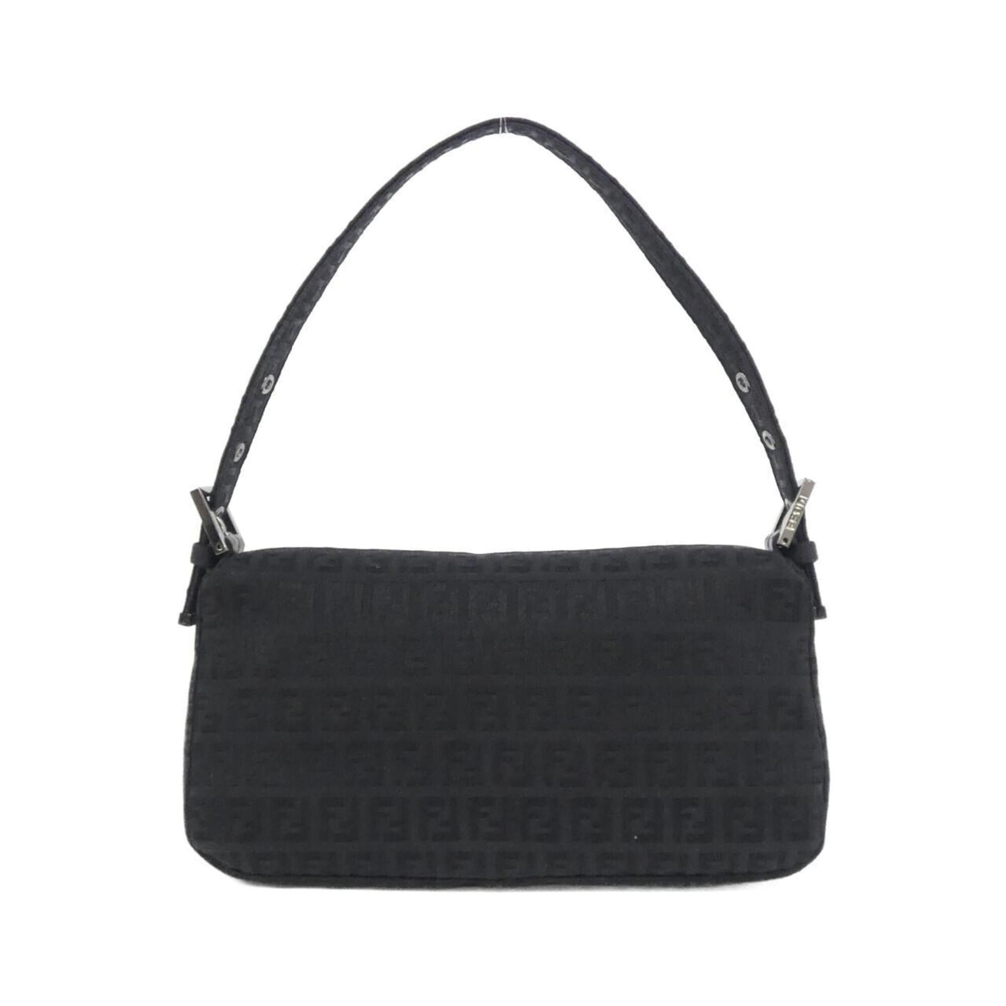 Fendi Baguette Black Canvas Shoulder Bag (Pre-Owned)