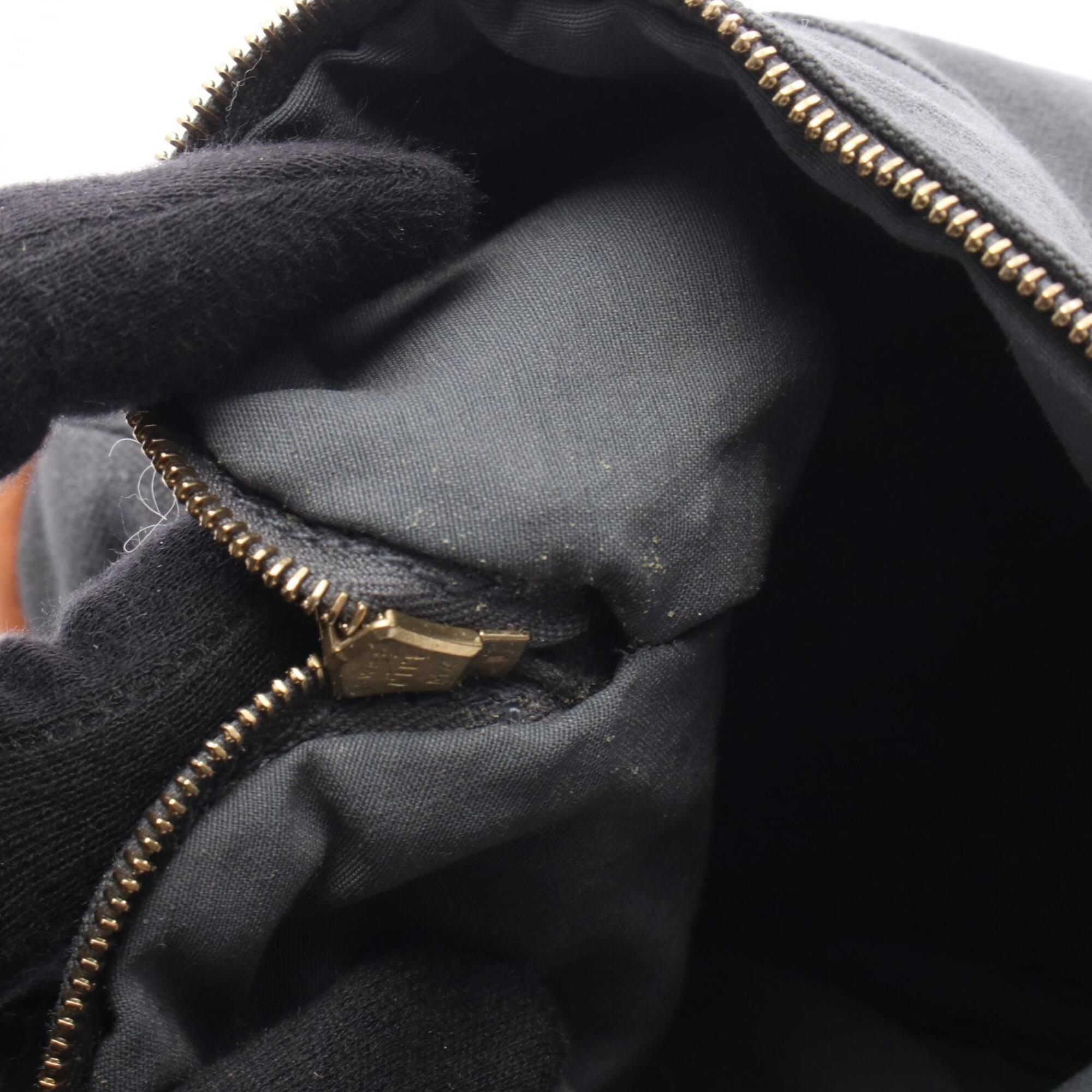 Hermes Brown Gray Canvas Leather Handbag Pouch (Pre-Owned)