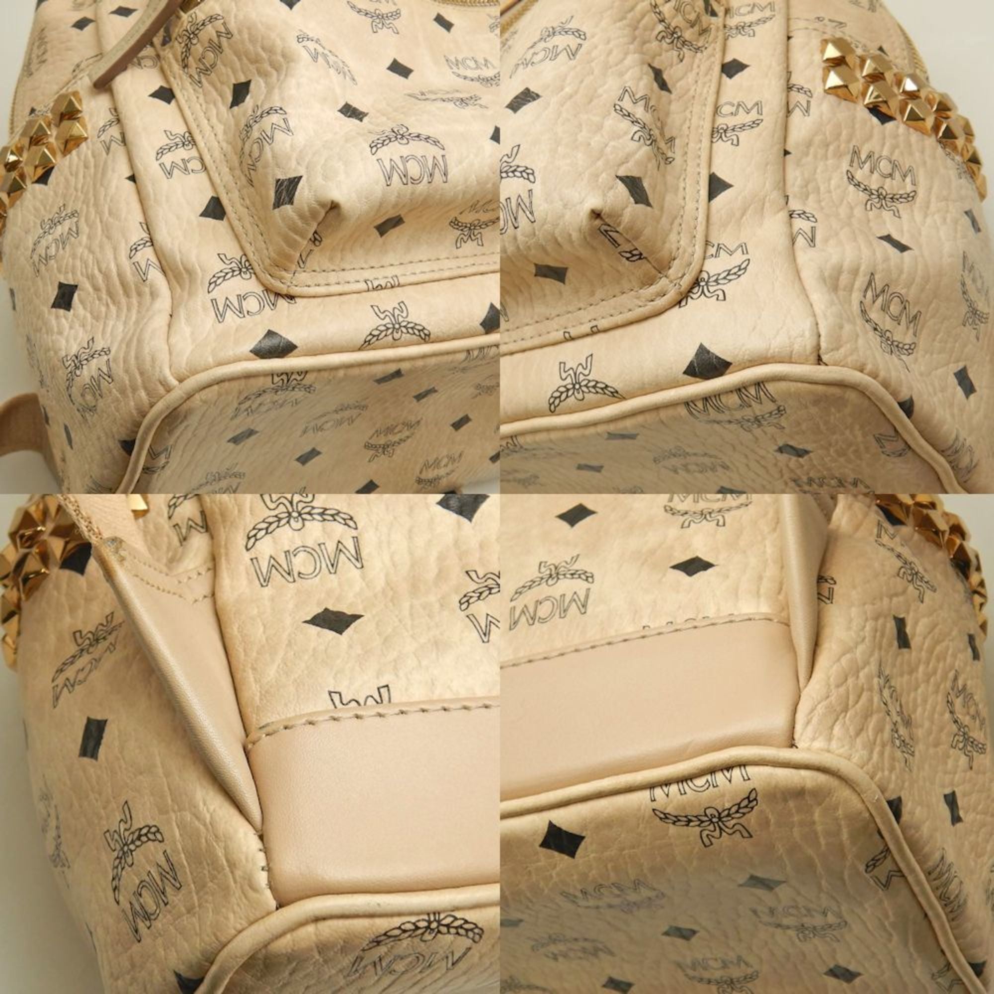 Mcm Visetos Beige Leather Backpack (Pre-Owned)