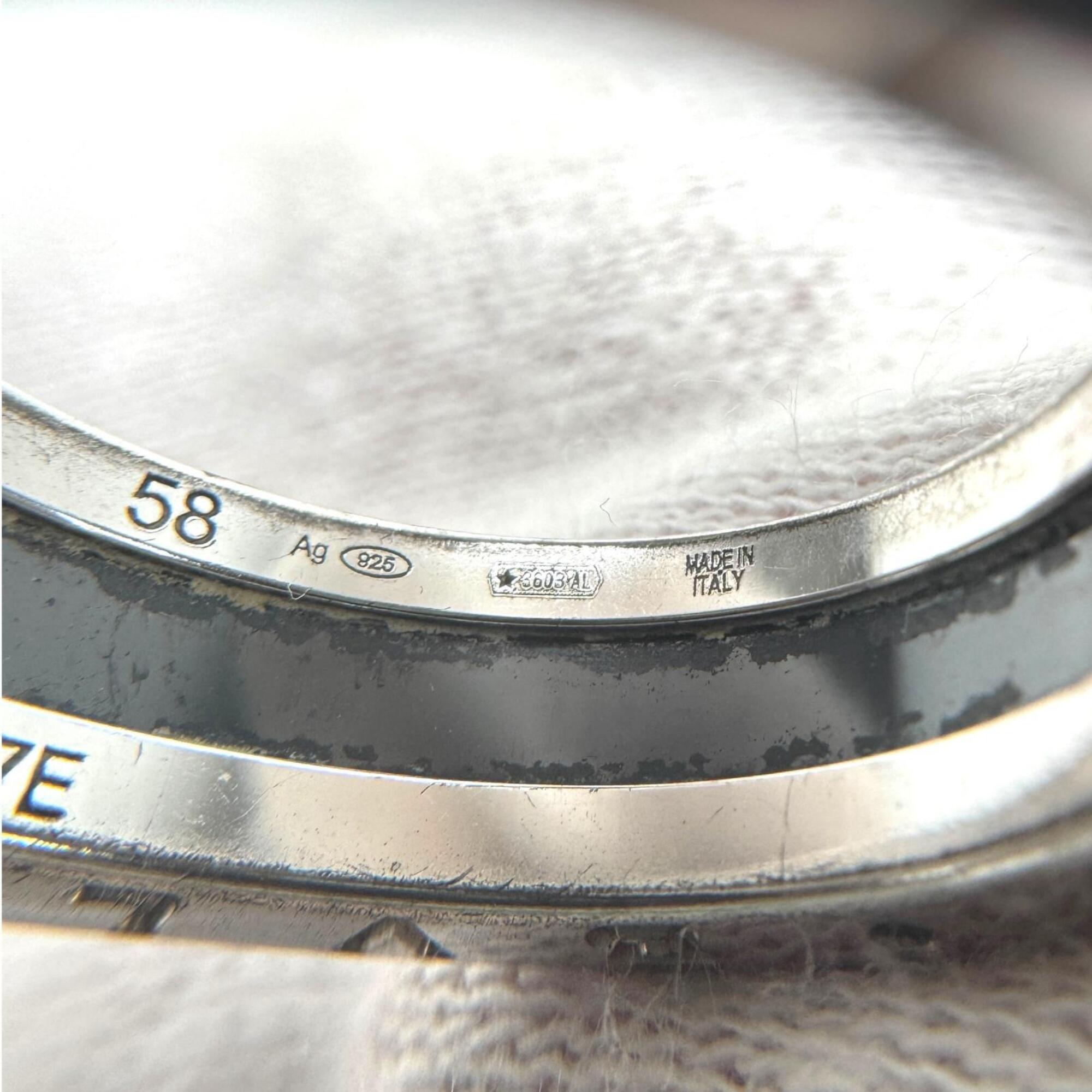 Bvlgari Silver Black Silver 925 Band Ring (Pre-Owned)