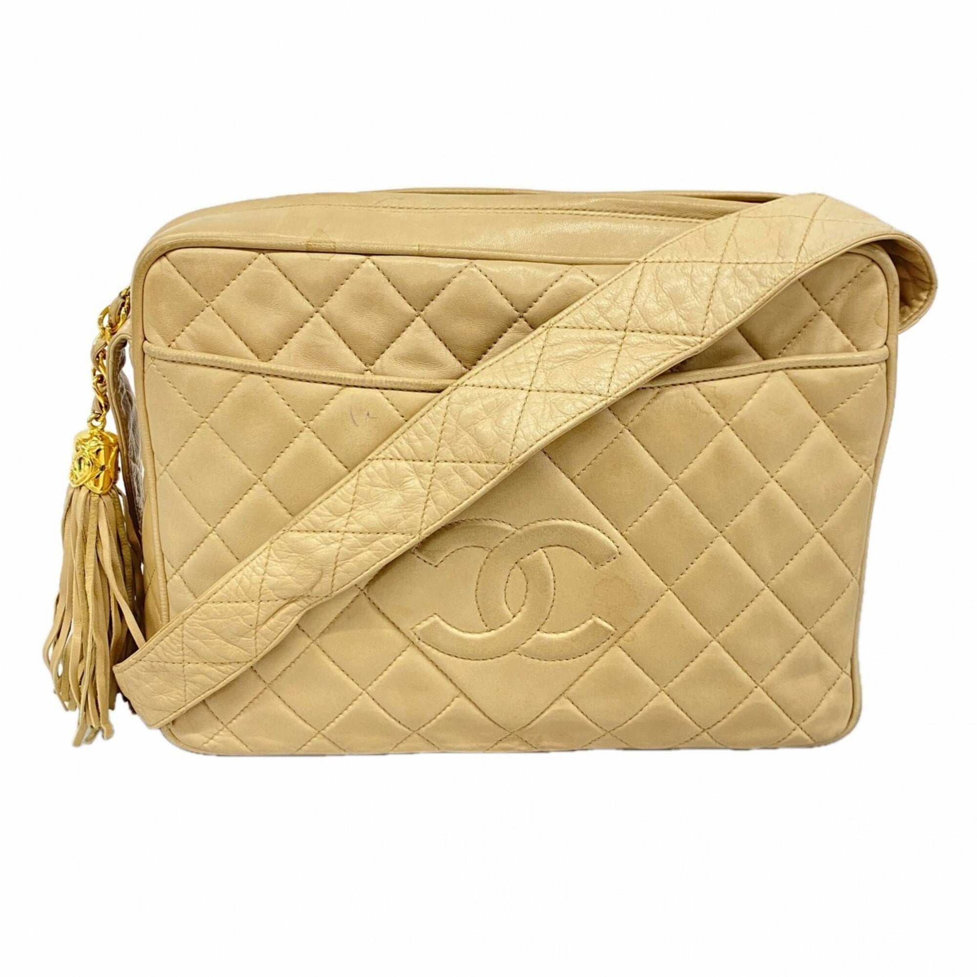 Chanel Beige Leather Shoulder Bag (Pre-Owned)