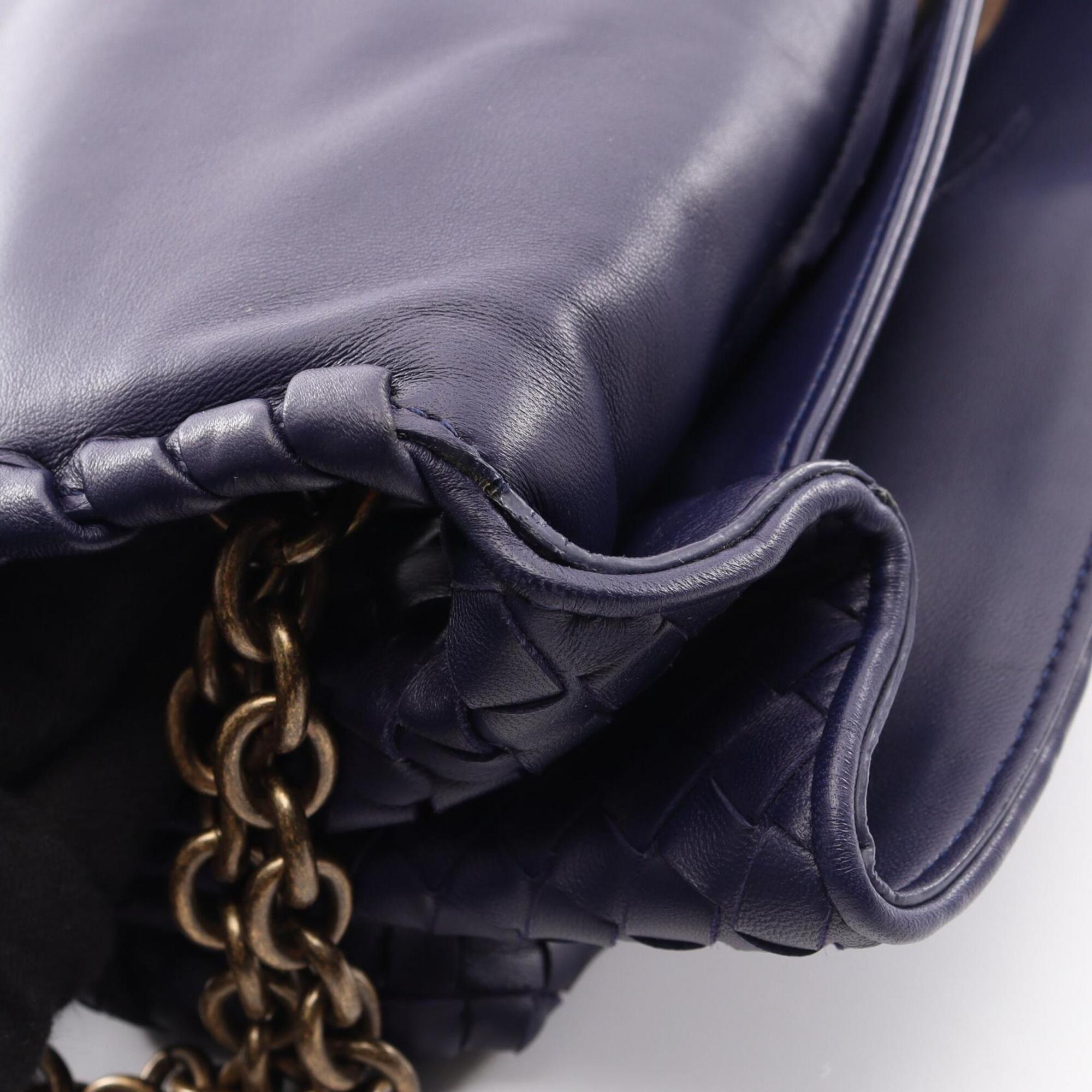 Bottega Veneta Purple Leather Handbag Shoulder Bag (Pre-Owned)