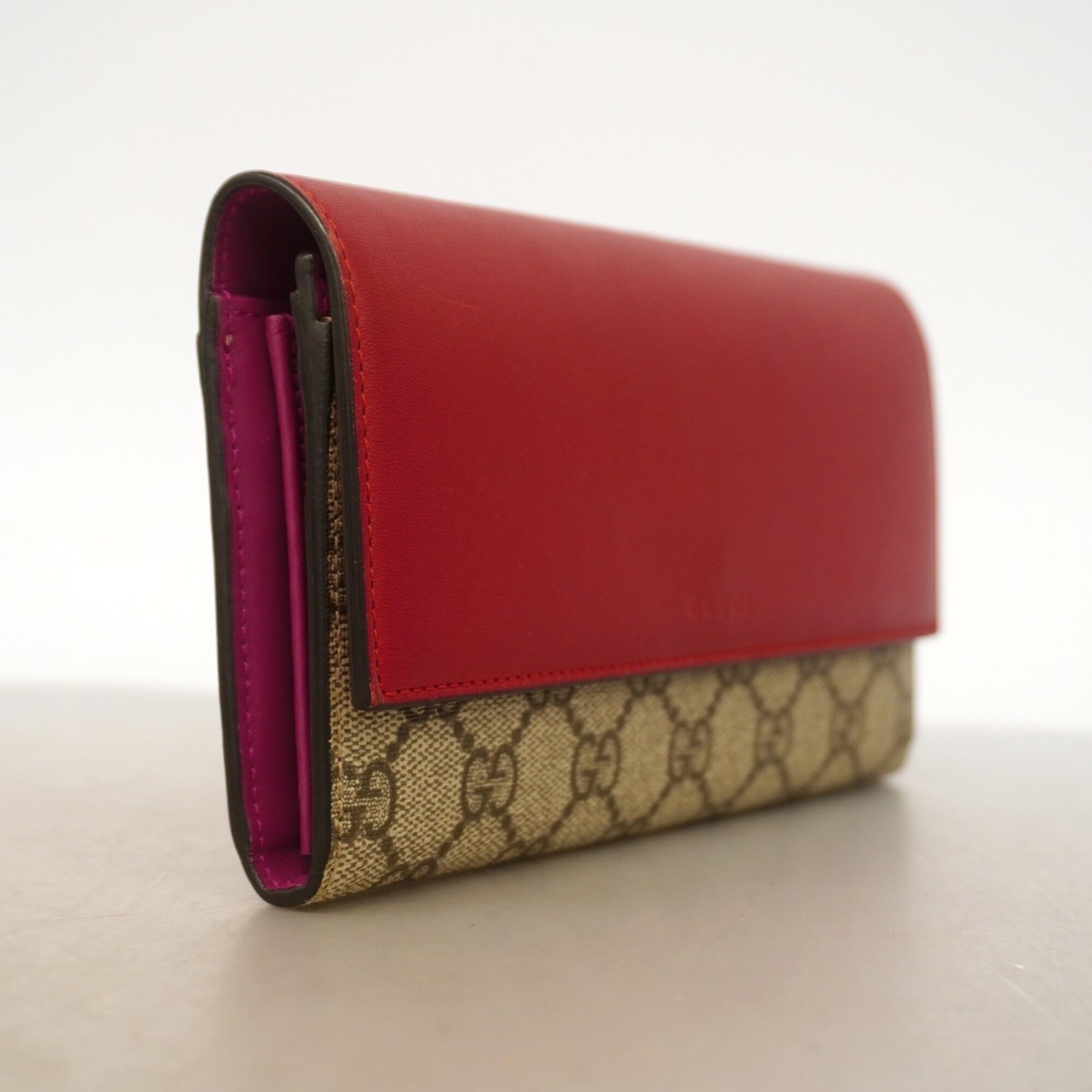 Gucci Brown Red Color Pvc Long Wallet (Bi-Fold) (Pre-Owned)