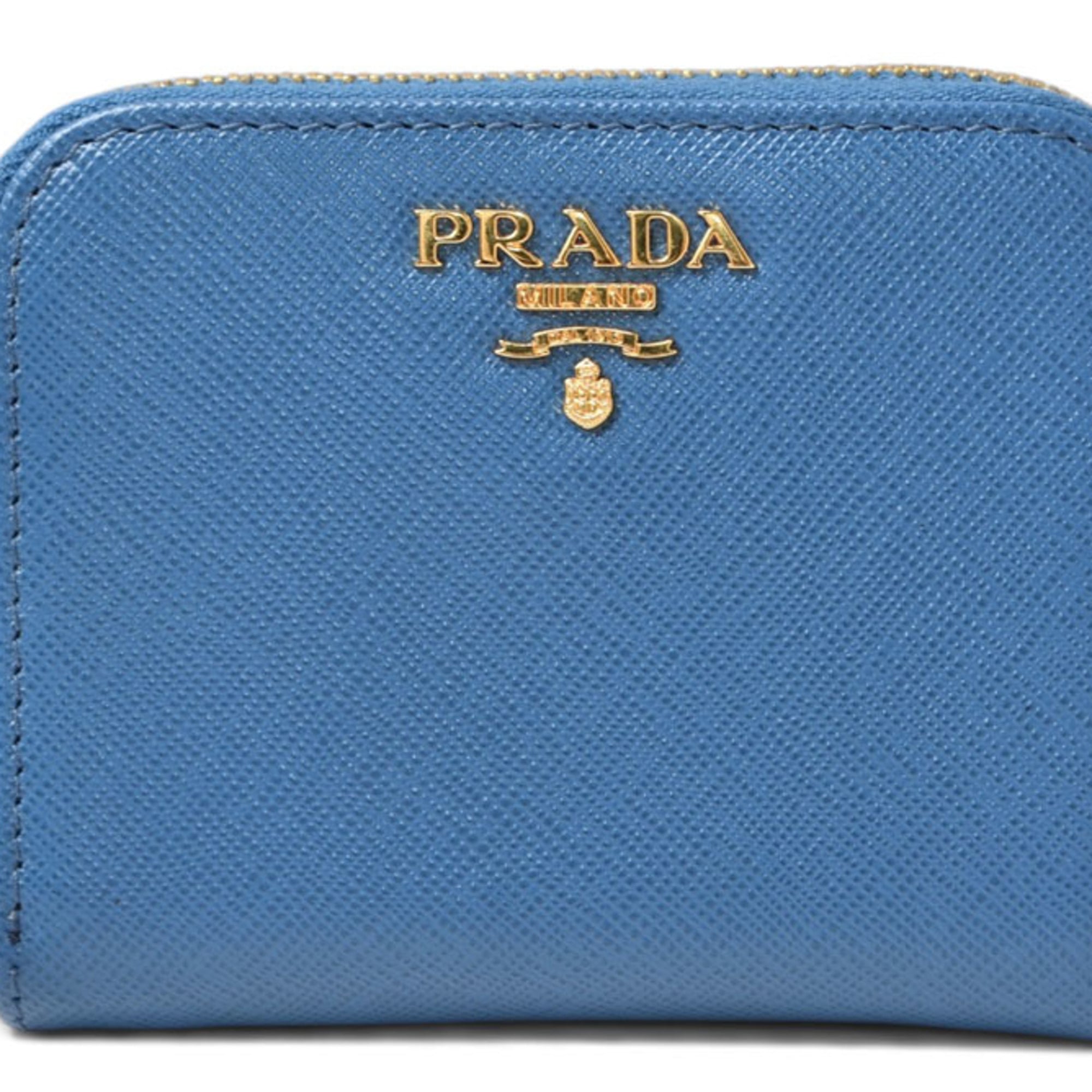 Prada Blue Leather Coin Purse/Coin Case (Pre-Owned)