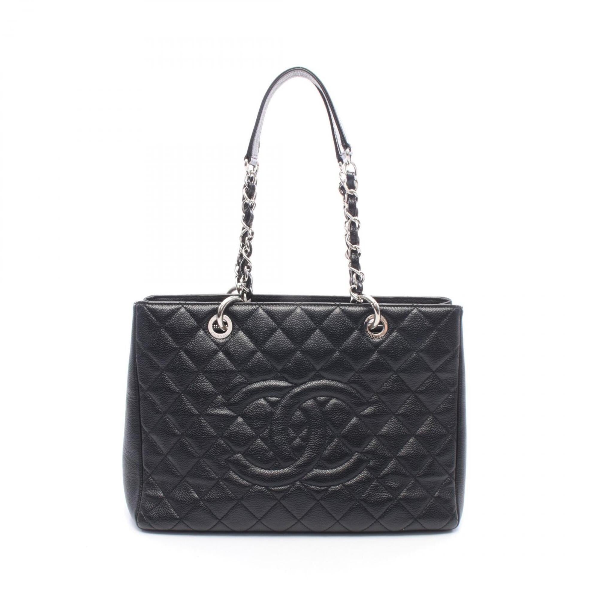 Chanel Black Grained Calfskin Handbag Tote Bag (Pre-Owned)
