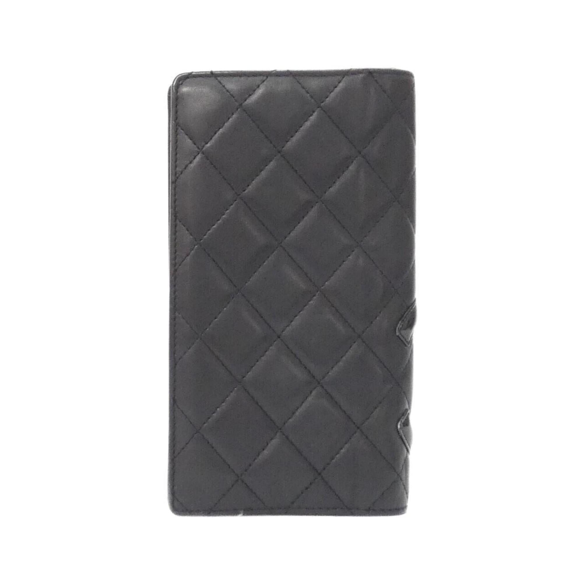 Chanel Black Leather Long Wallet (Bi-Fold) (Pre-Owned)