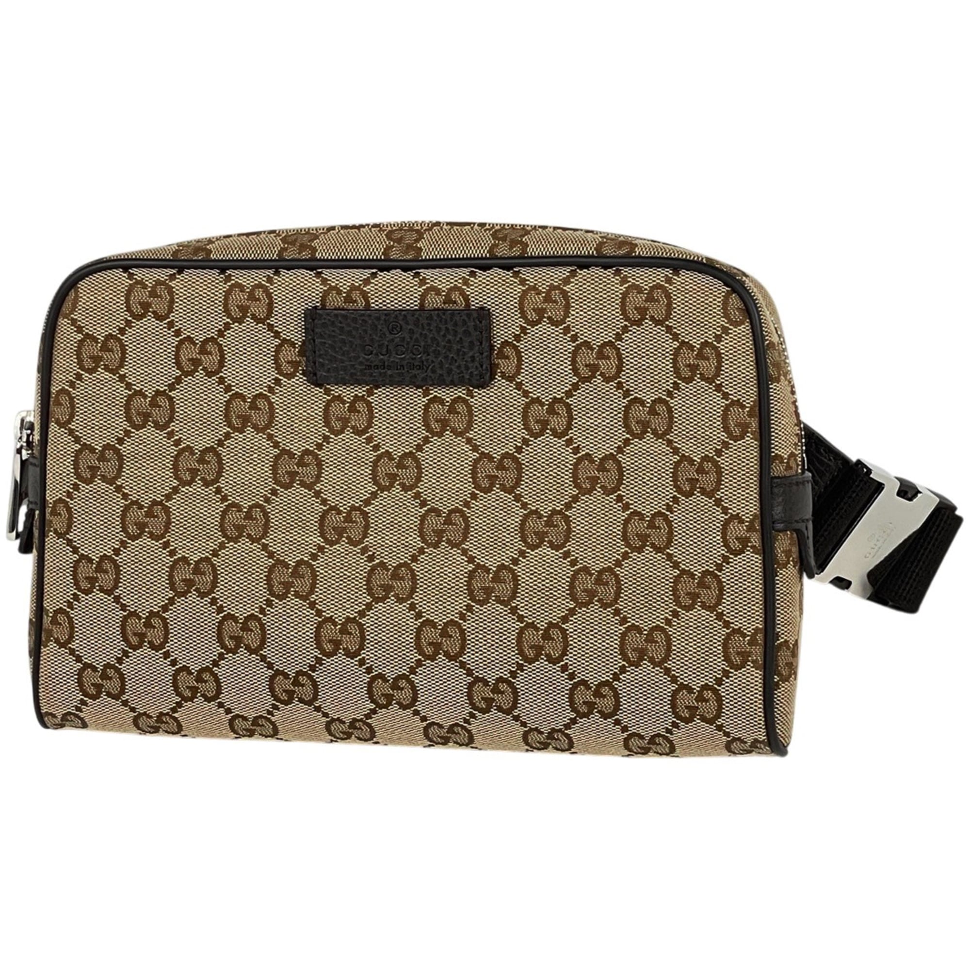 Gucci Brown Gg Canvas Leather Fanny Pack Sling Bag (Pre-Owned)