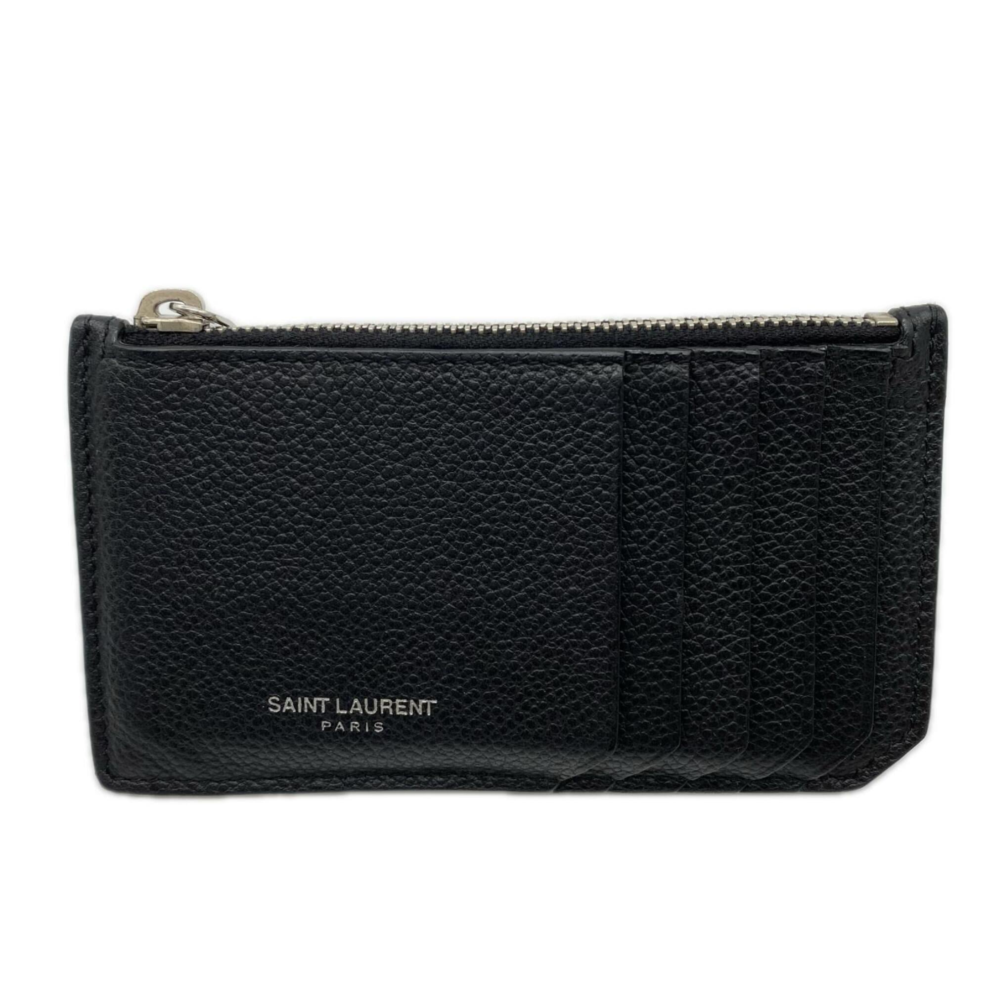 Yves Saint Laurent Black Leather Coin Purse/Coin Case (Pre-Owned)
