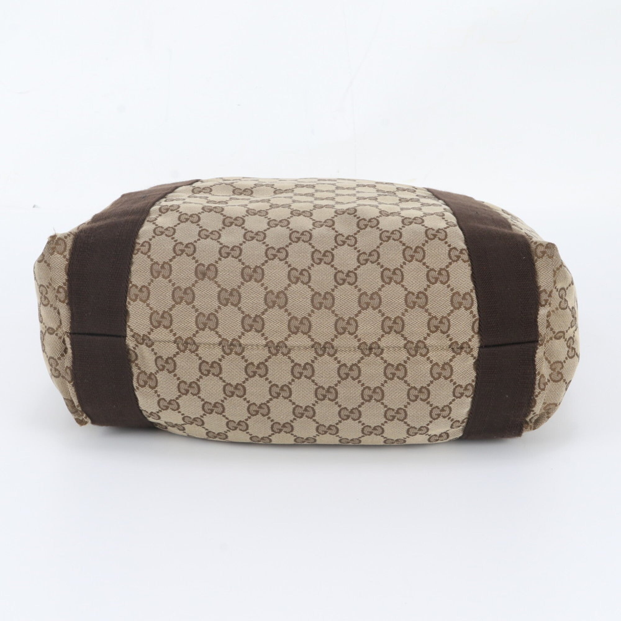 Gucci Brown Leather Canvas Shoulder Bag Tote Bag (Pre-Owned)