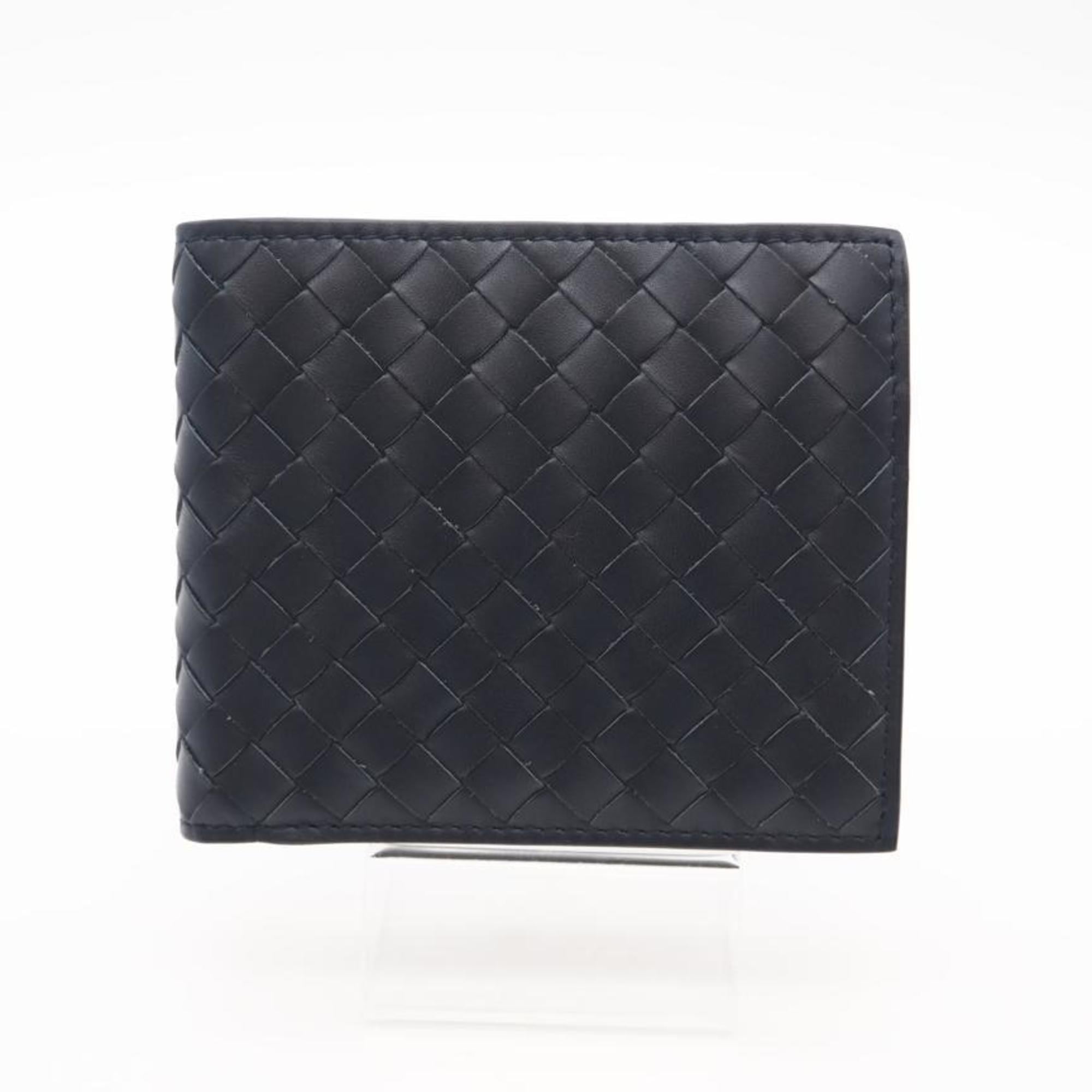 Bottega Veneta Navy Intrecciato Leather Wallet (Bi-Fold) (Pre-Owned)
