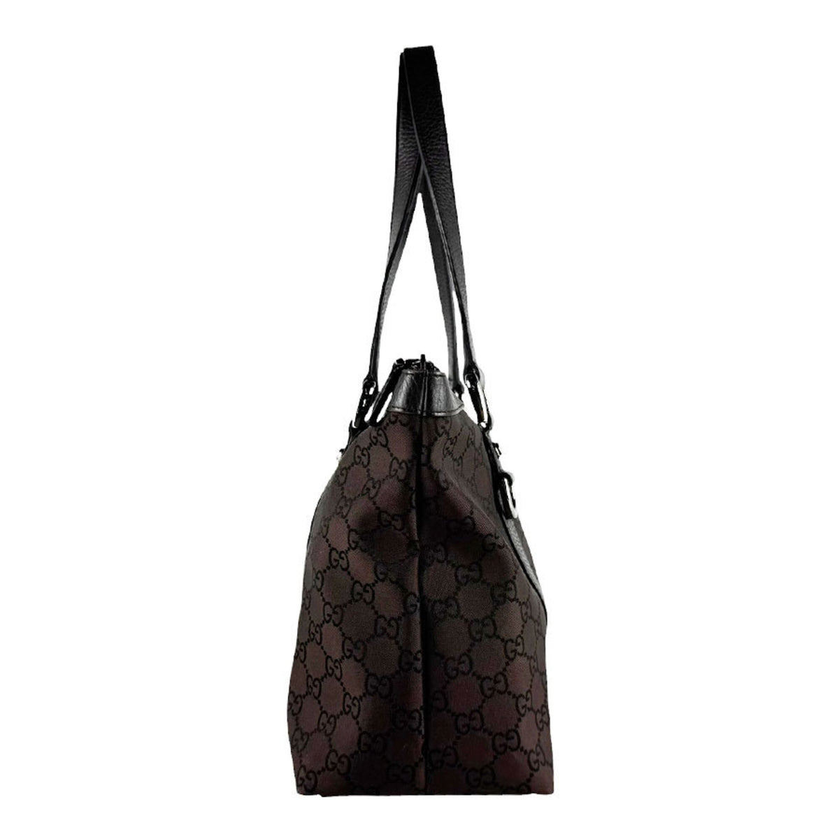 Gucci Brown Nylon Canvas Leather Handbag (Pre-Owned)
