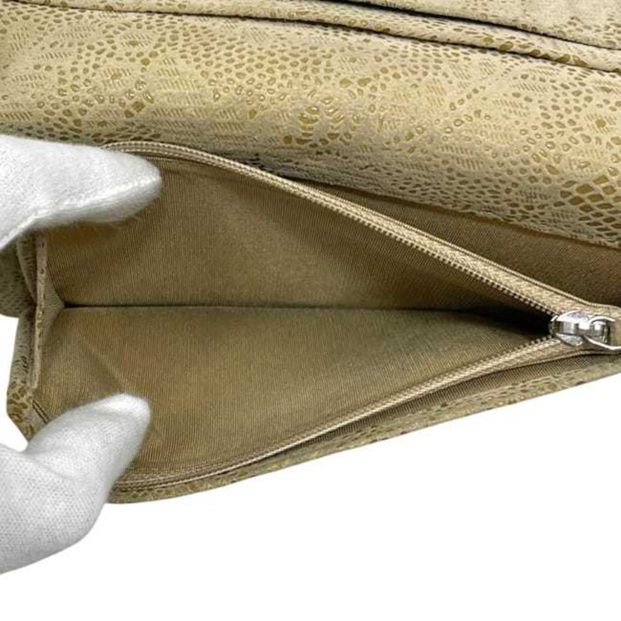 Chanel Beige Leather Long Wallet (Bi-Fold) (Pre-Owned)