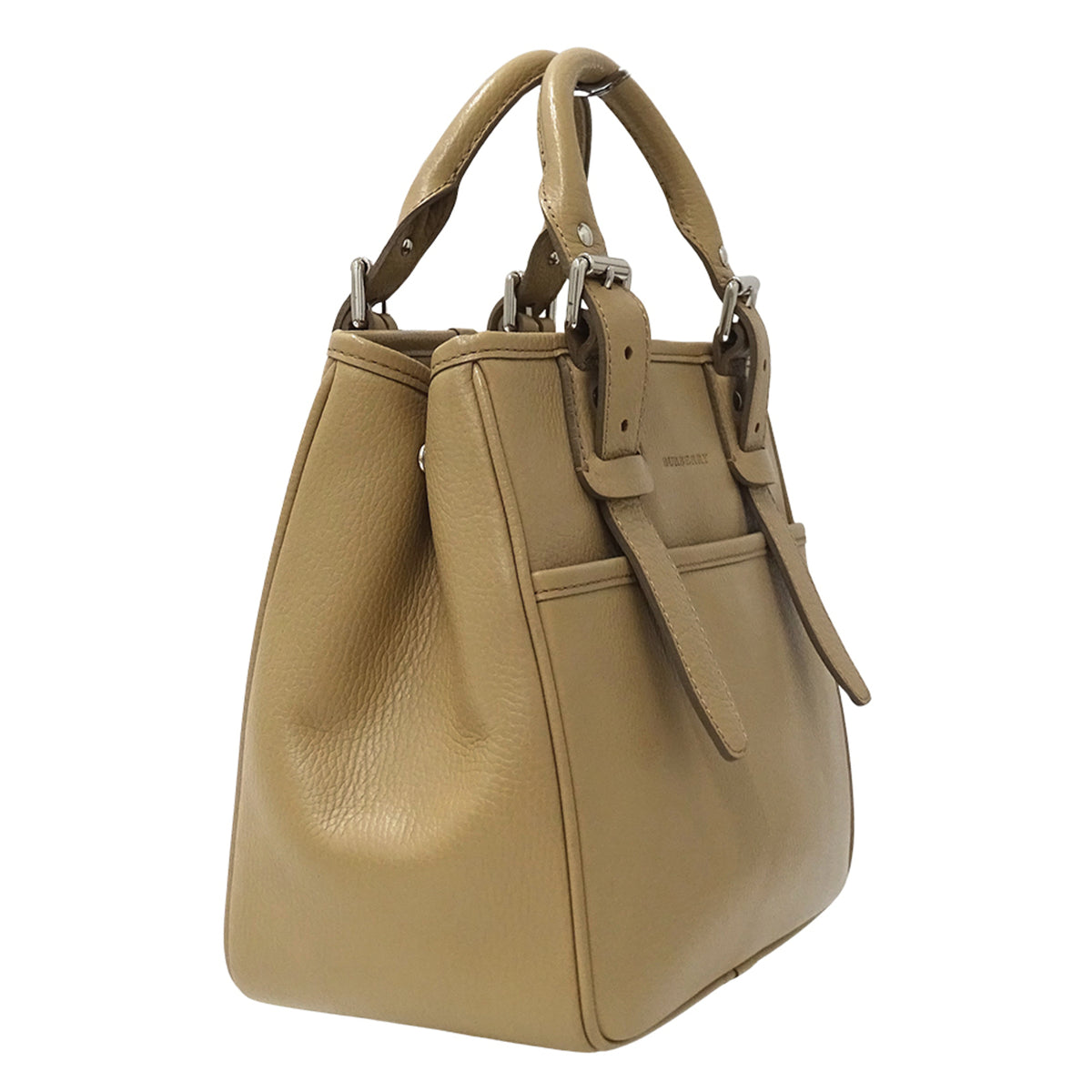 Burberry Beige Leather Handbag Tote Bag (Pre-Owned)