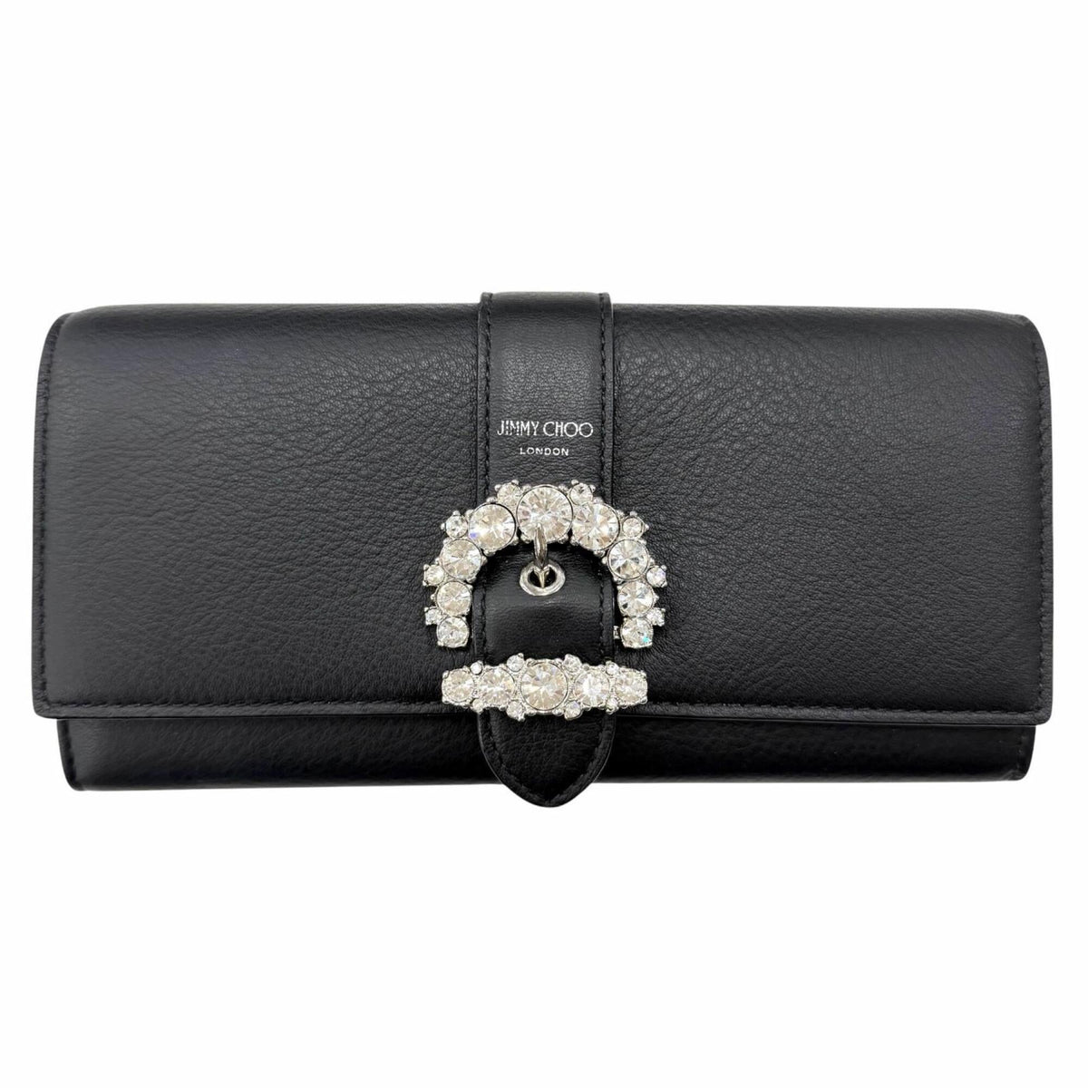 Jimmy Choo Black Leather Chain/Shoulder Wallet (Pre-Owned)