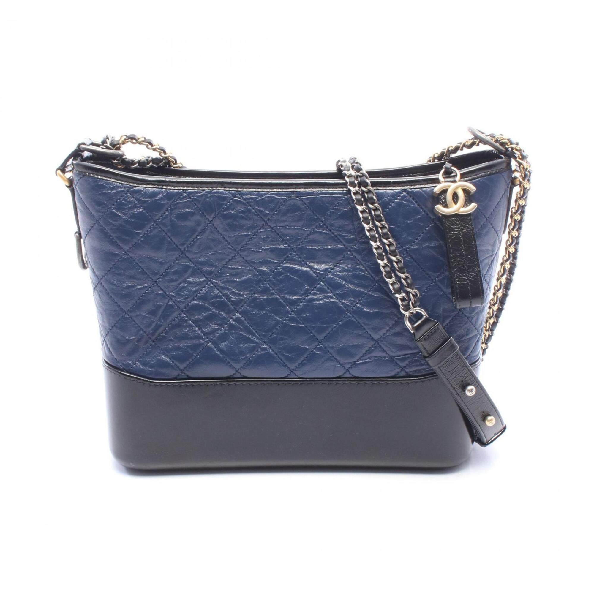 Chanel Gabriel Black Navy Leather Handbag Shoulder Bag (Pre-Owned)