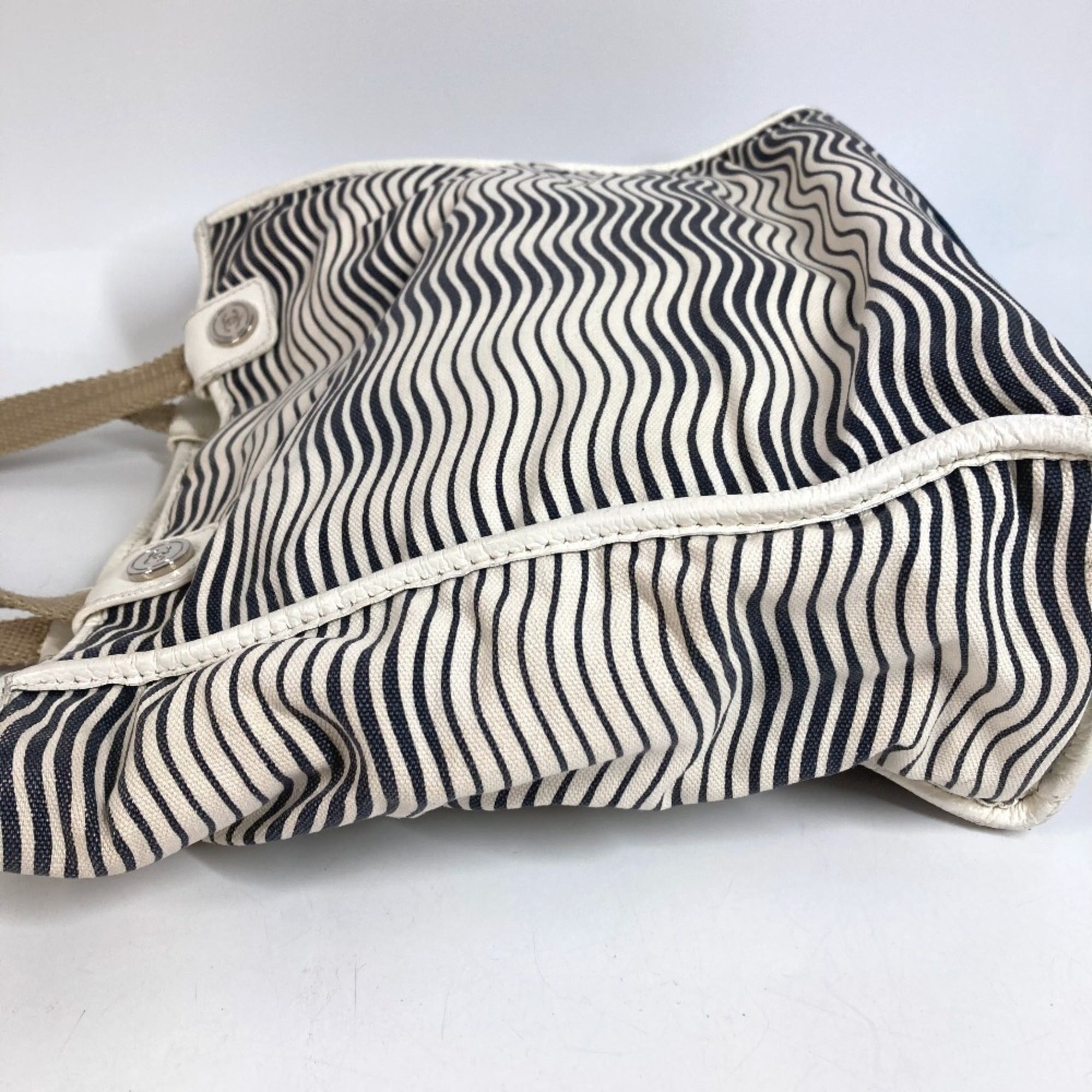Chanel Ivory Cotton Shoulder Bag Tote Bag (Pre-Owned)