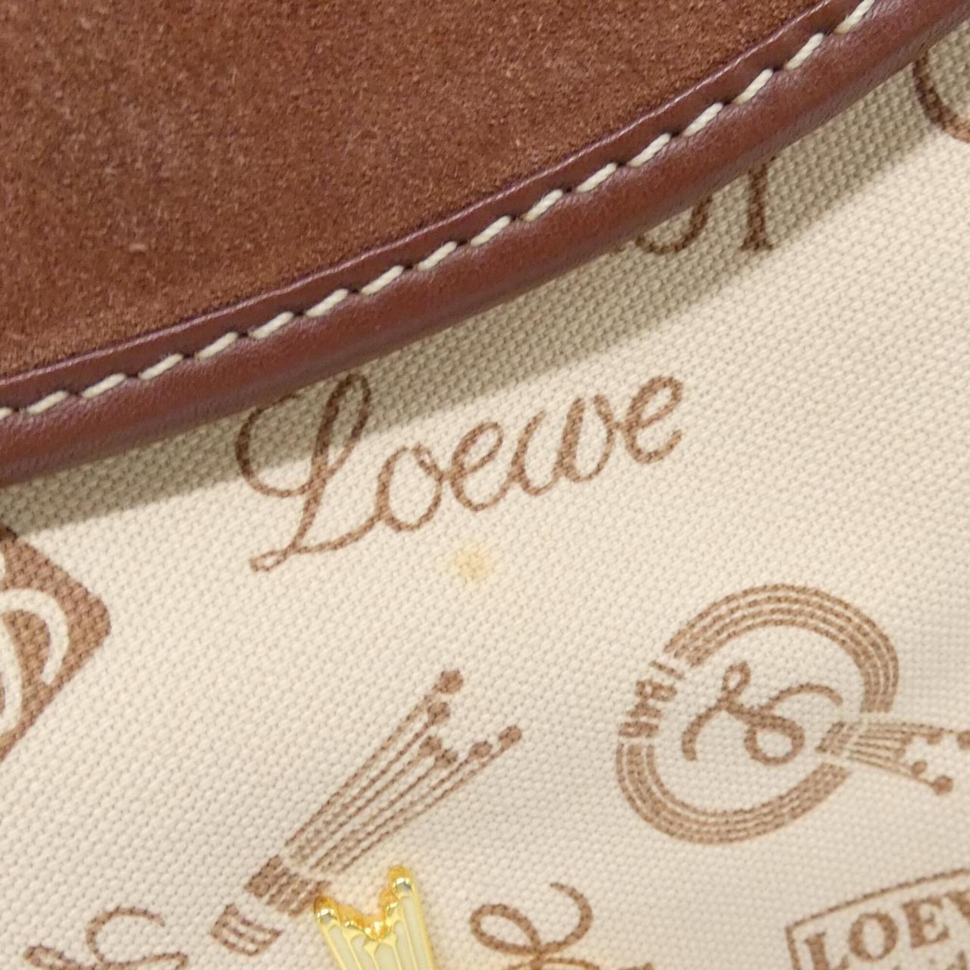 Loewe Beige Brown Red Color Canvas Shoulder Bag (Pre-Owned)