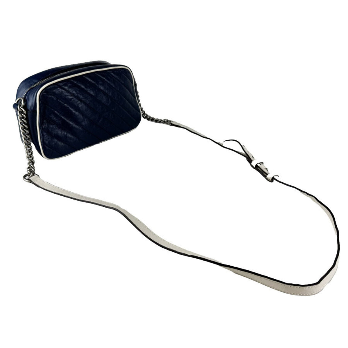 Gucci Ivory Navy Leather Shoulder Bag (Pre-Owned)
