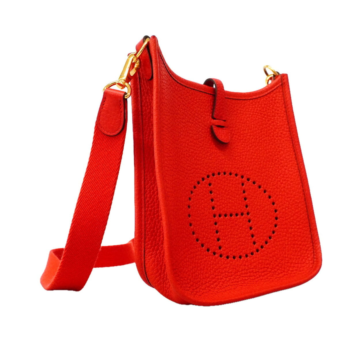 Hermes Red Color Taurillon Clemence Leather Shoulder Bag (Pre-Owned)