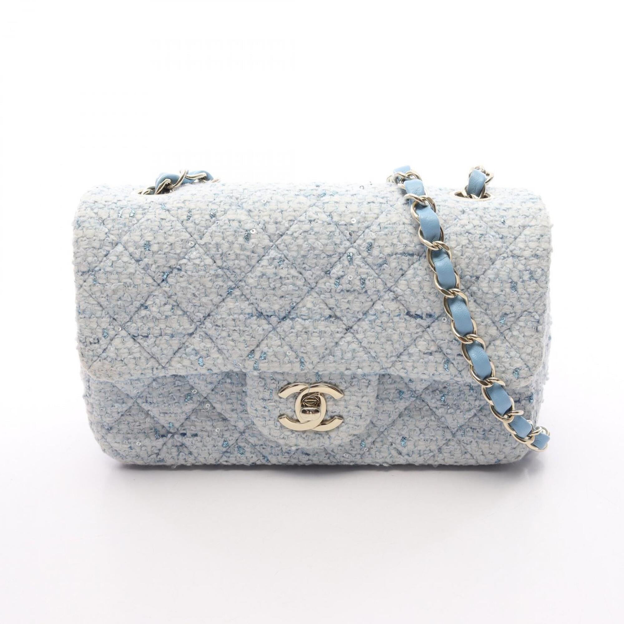 Chanel Blue Fabric Handbag Shoulder Bag (Pre-Owned)