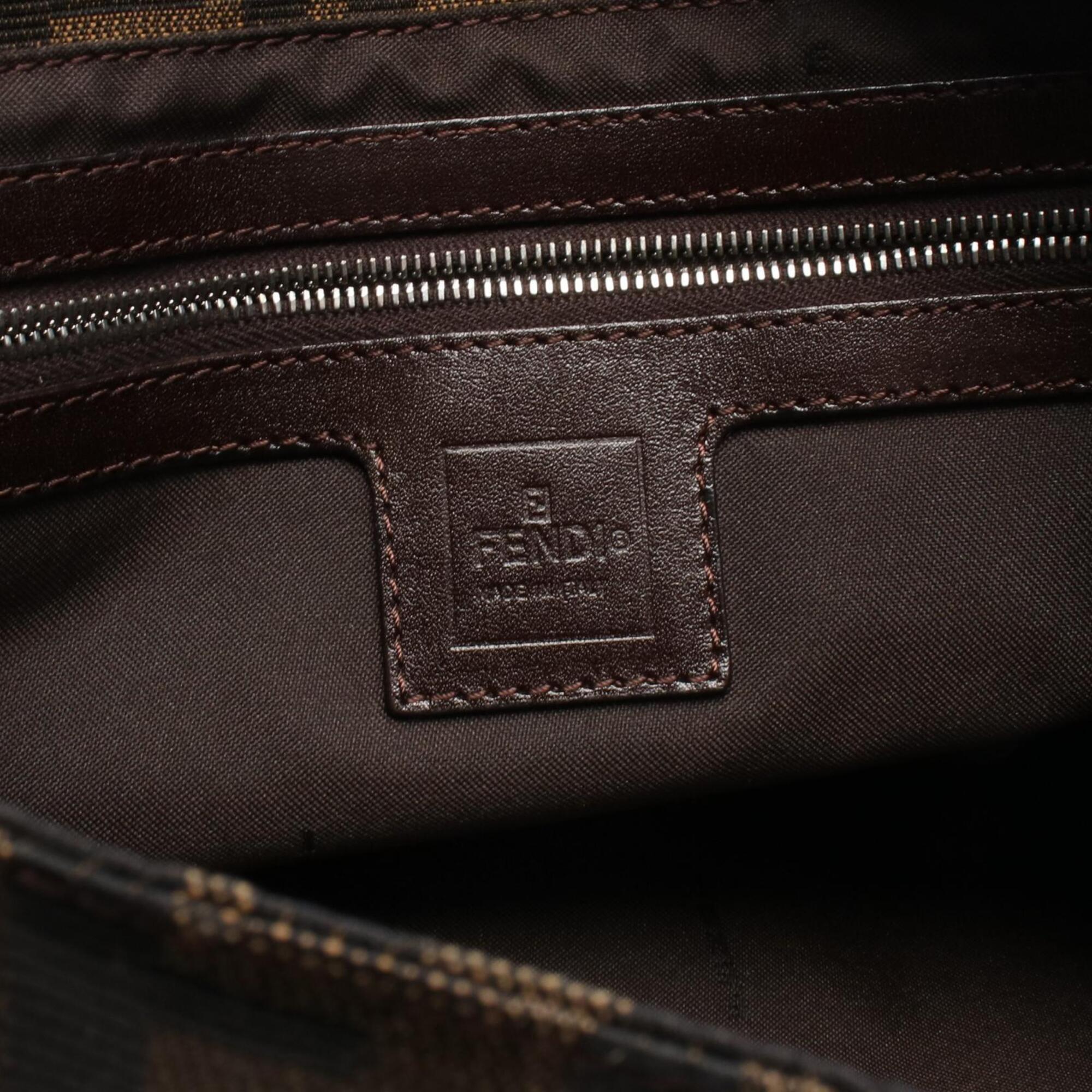 Fendi Brown Canvas Leather Handbag Shoulder Bag (Pre-Owned)