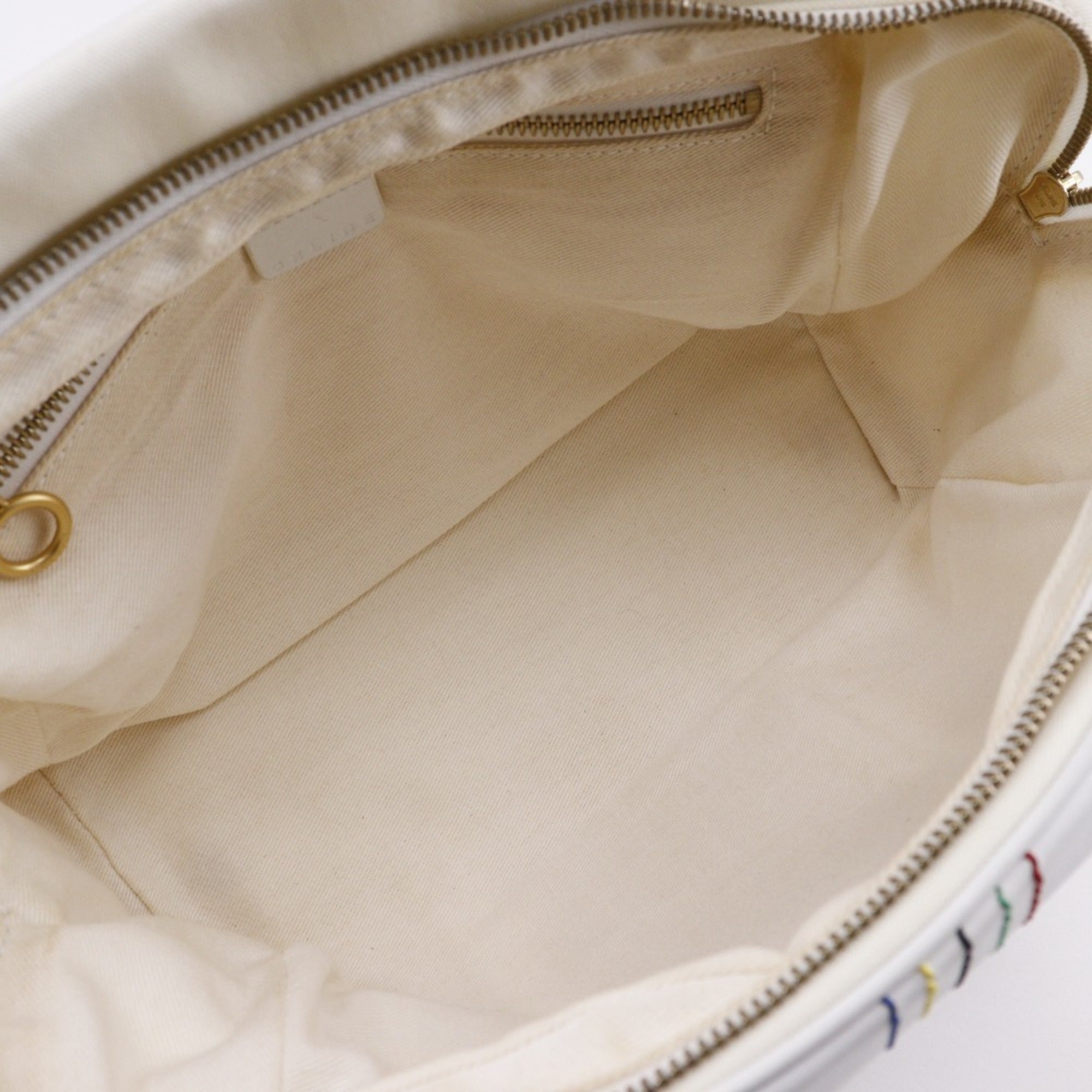 Celine White Nylon Canvas Leather Boston Bag Handbag (Pre-Owned)