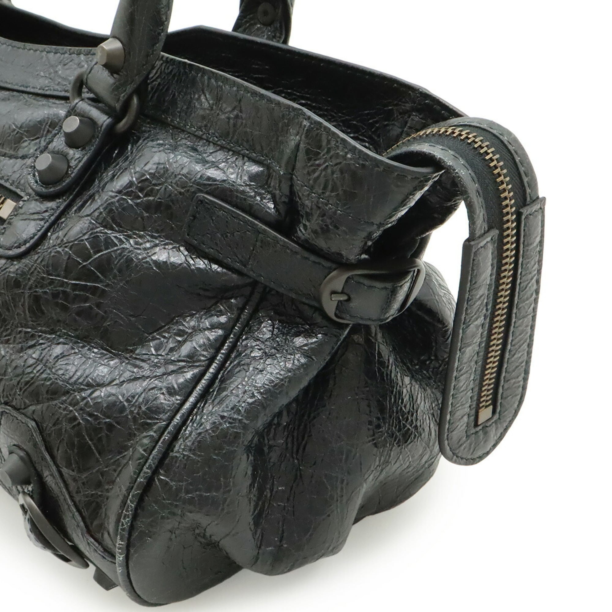 Balenciaga Black Leather Shoulder Bag Tote Bag (Pre-Owned)