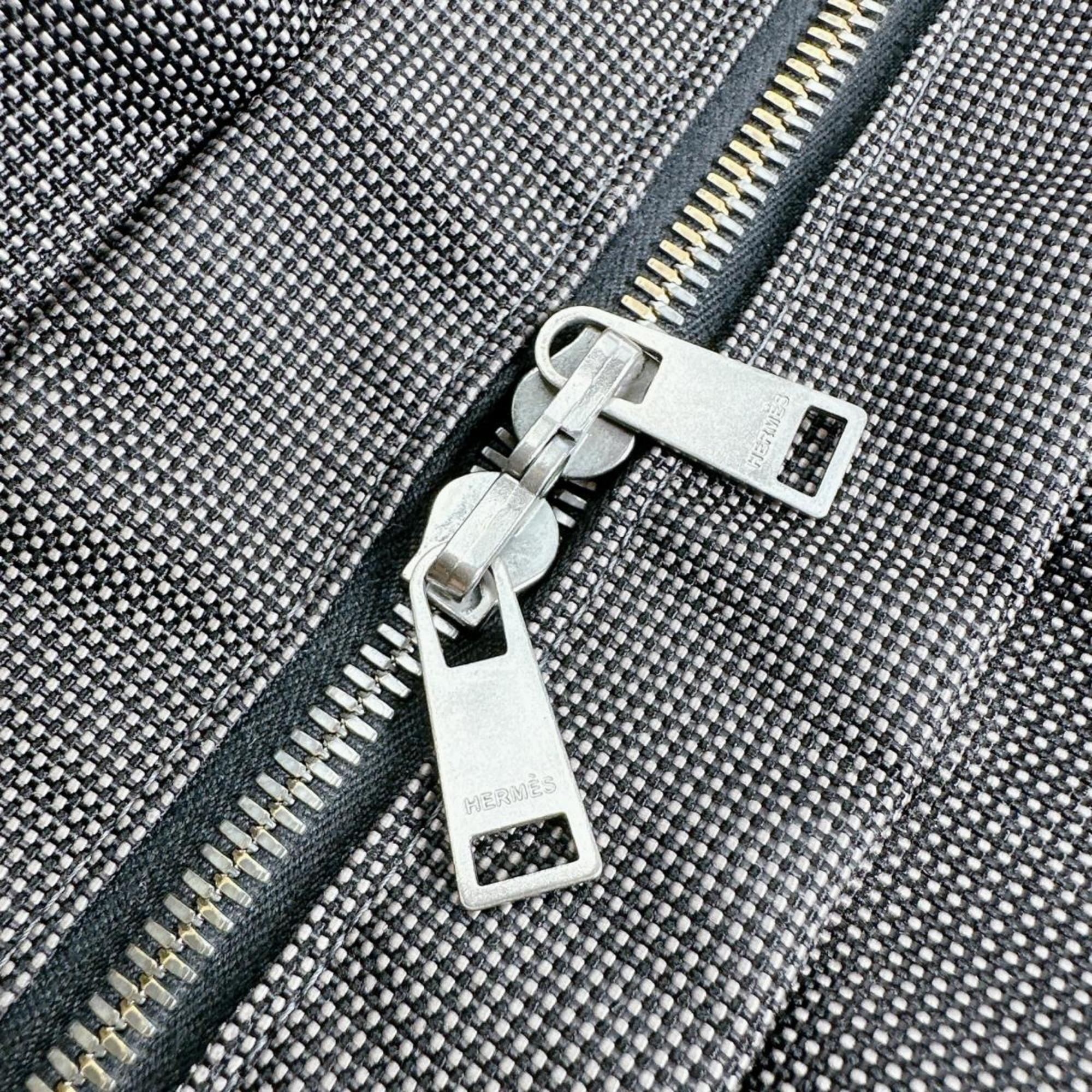 Hermes Her Line Gray Cotton Handbag Tote Bag (Pre-Owned)