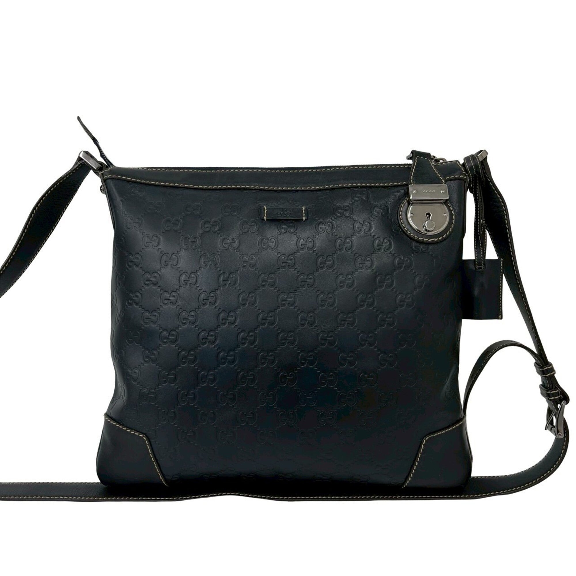 Gucci Navy Leather Shoulder Bag (Pre-Owned)