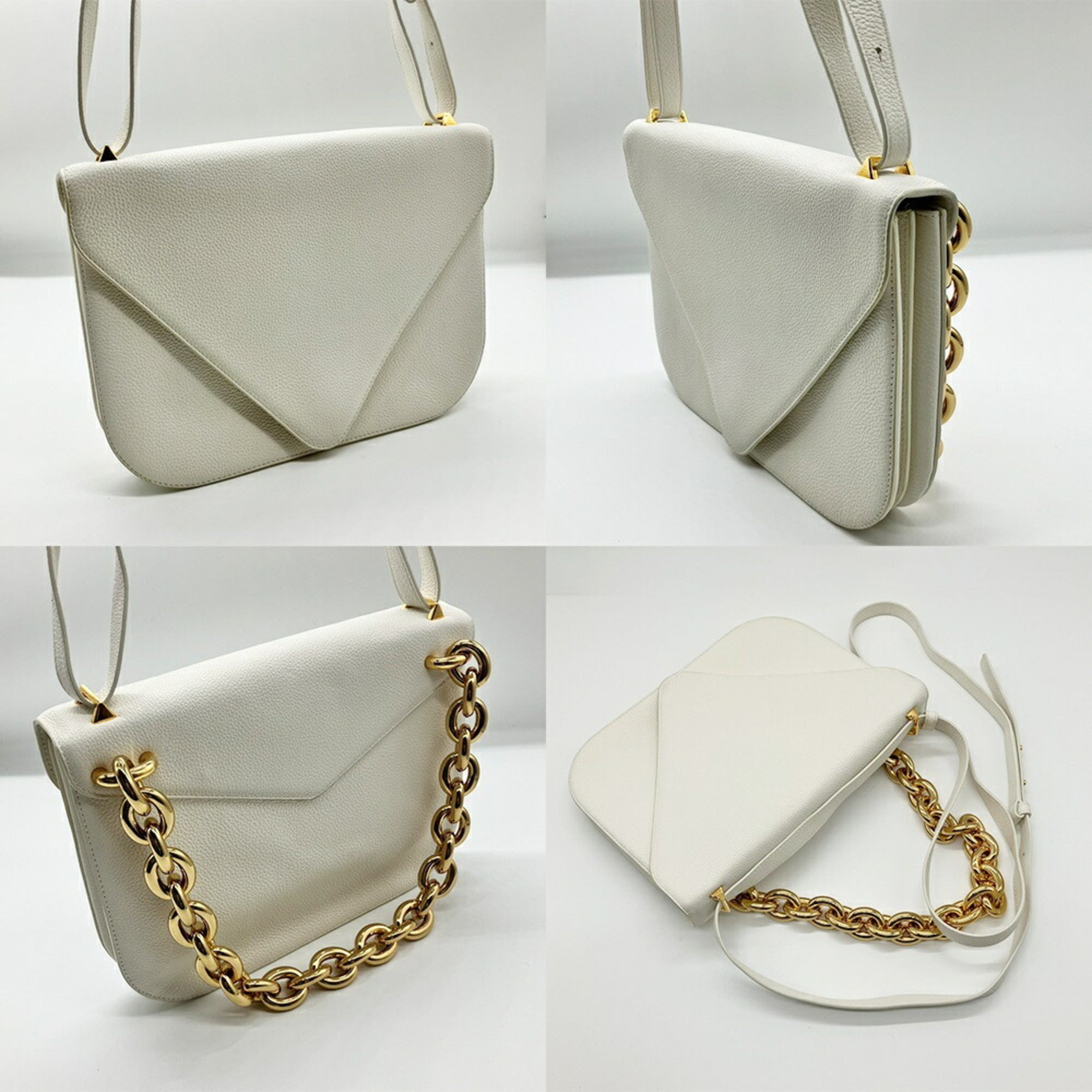 Bottega Veneta White Leather Handbag Shoulder Bag (Pre-Owned)