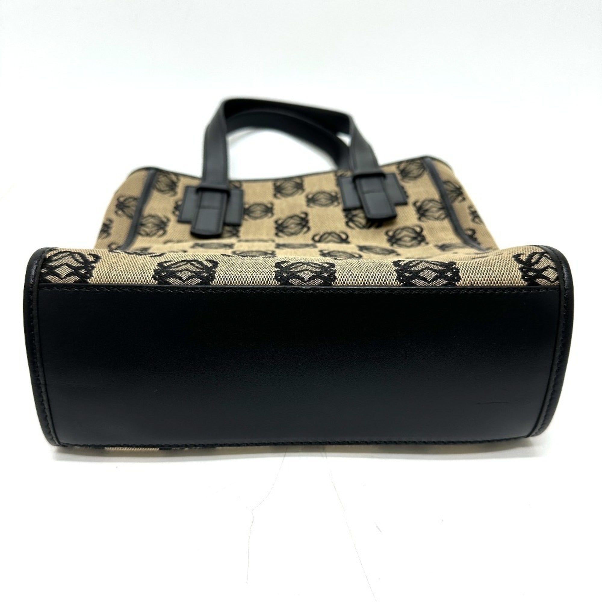 Loewe Beige Black Canvas Handbag Tote Bag (Pre-Owned)