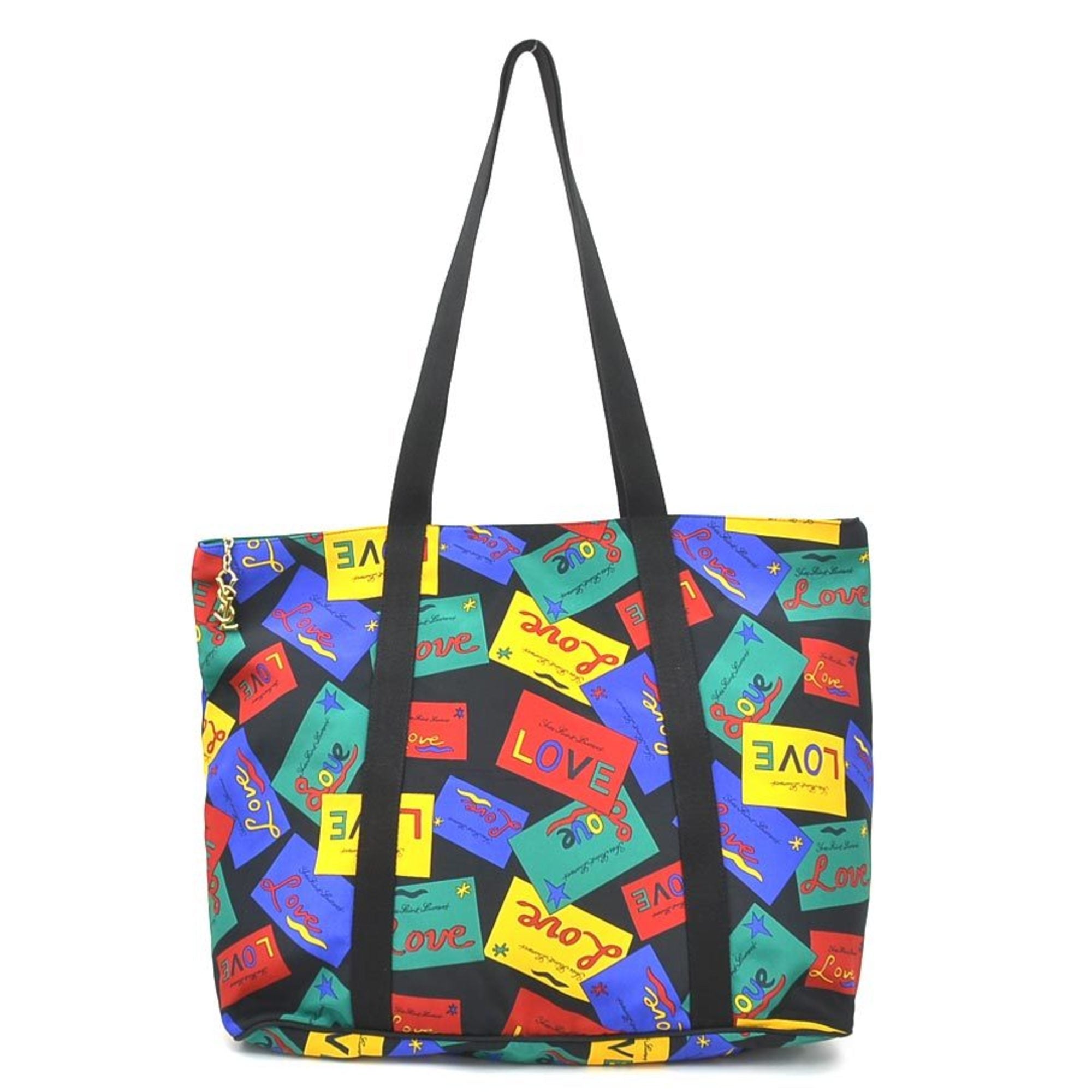 Yves Saint Laurent Black Multi-Color Nylon Shoulder Bag Tote Bag (Pre-Owned)