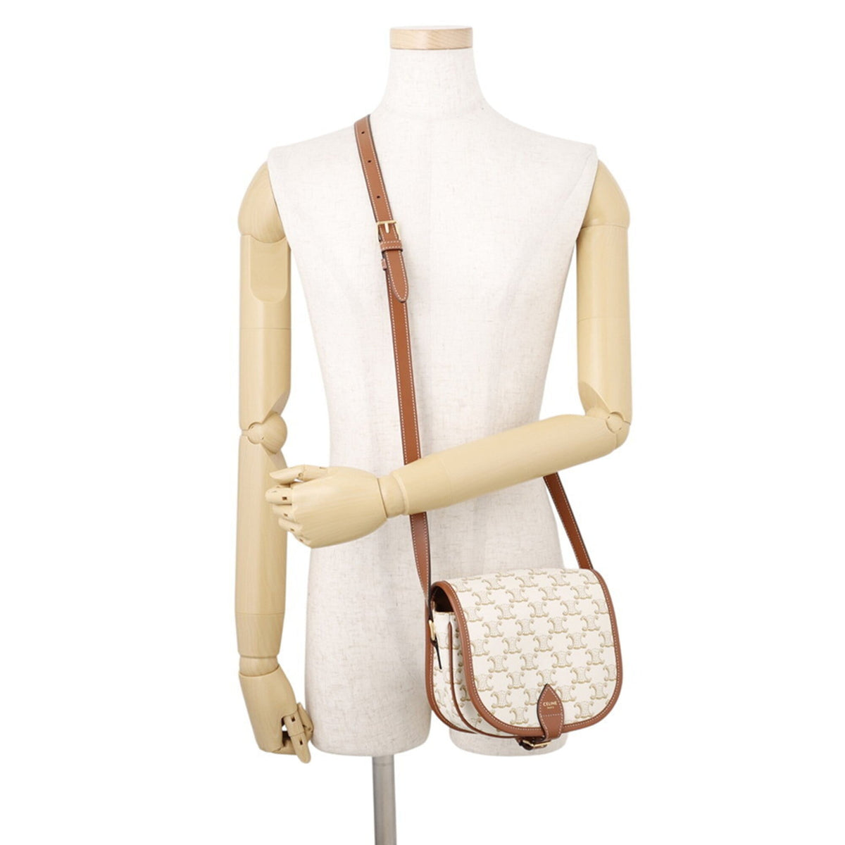 Celine Brown White Pvc Leather Shoulder Bag (Pre-Owned)