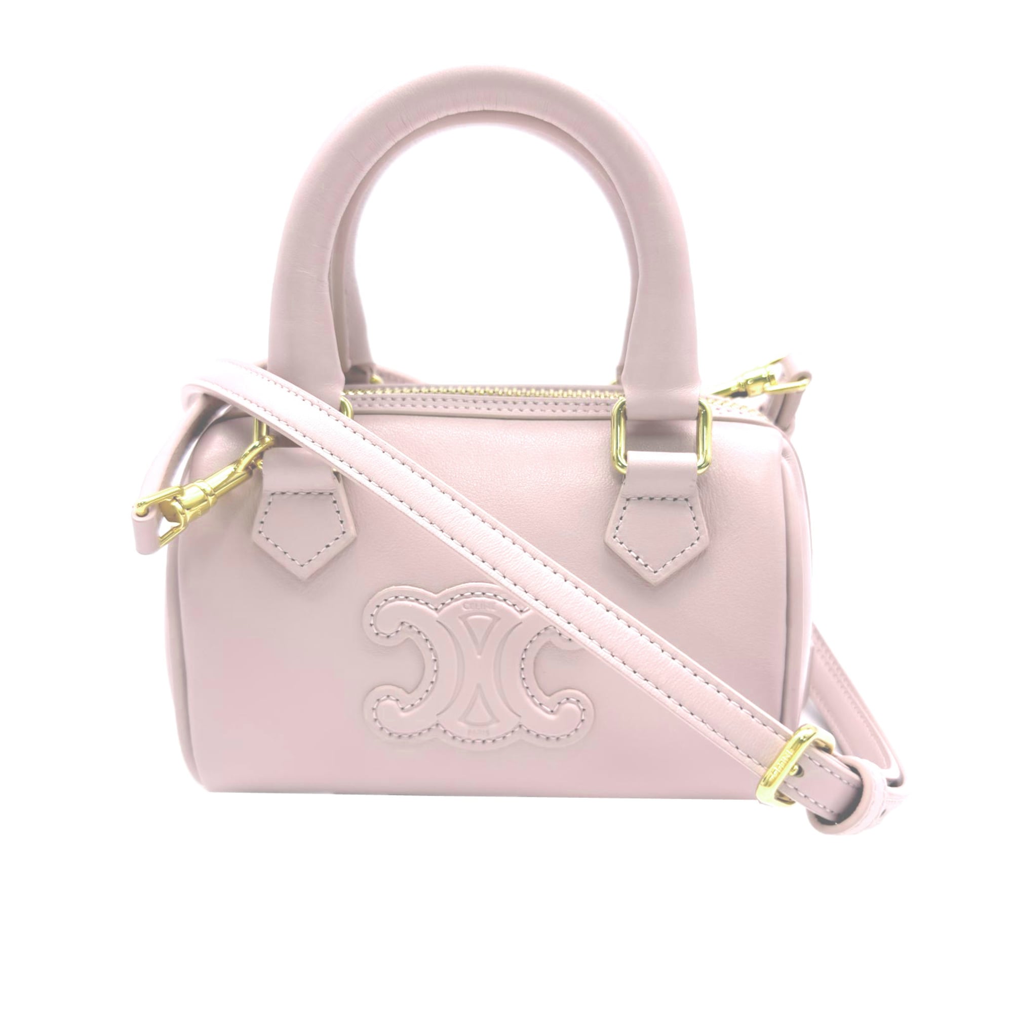 Celine Pink Leather Boston Bag Shoulder Bag (Pre-Owned)