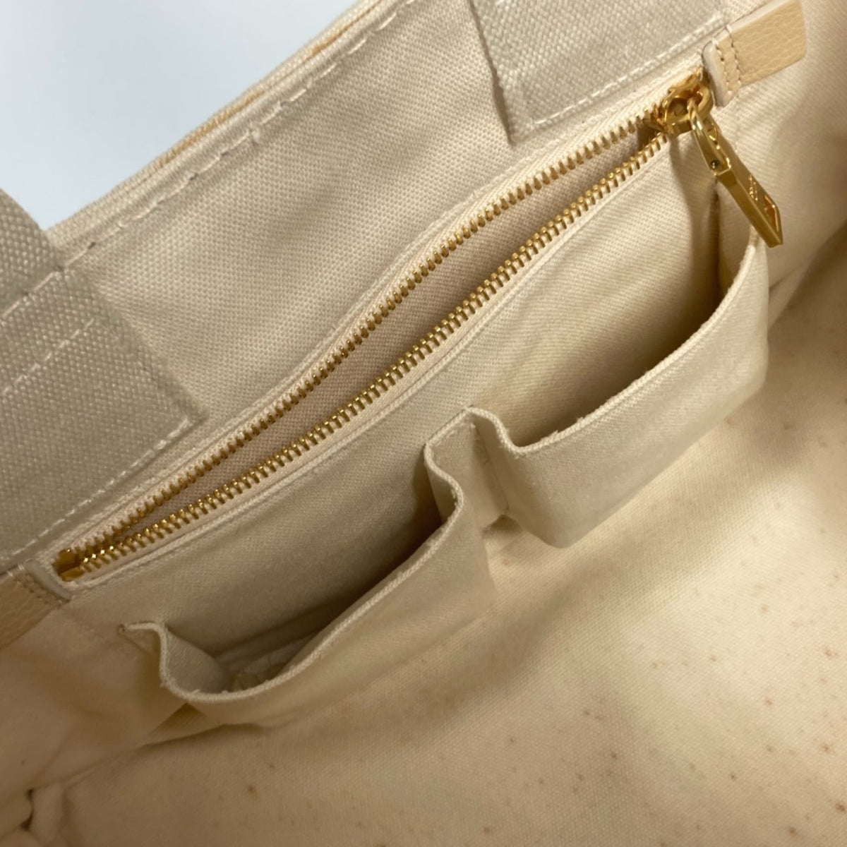 Prada Ivory Canvas Handbag Tote Bag (Pre-Owned)