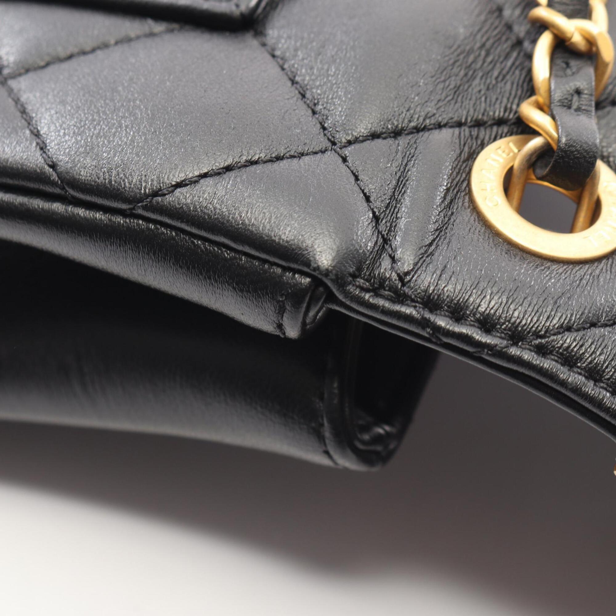Chanel Black Leather Handbag Shoulder Bag (Pre-Owned)