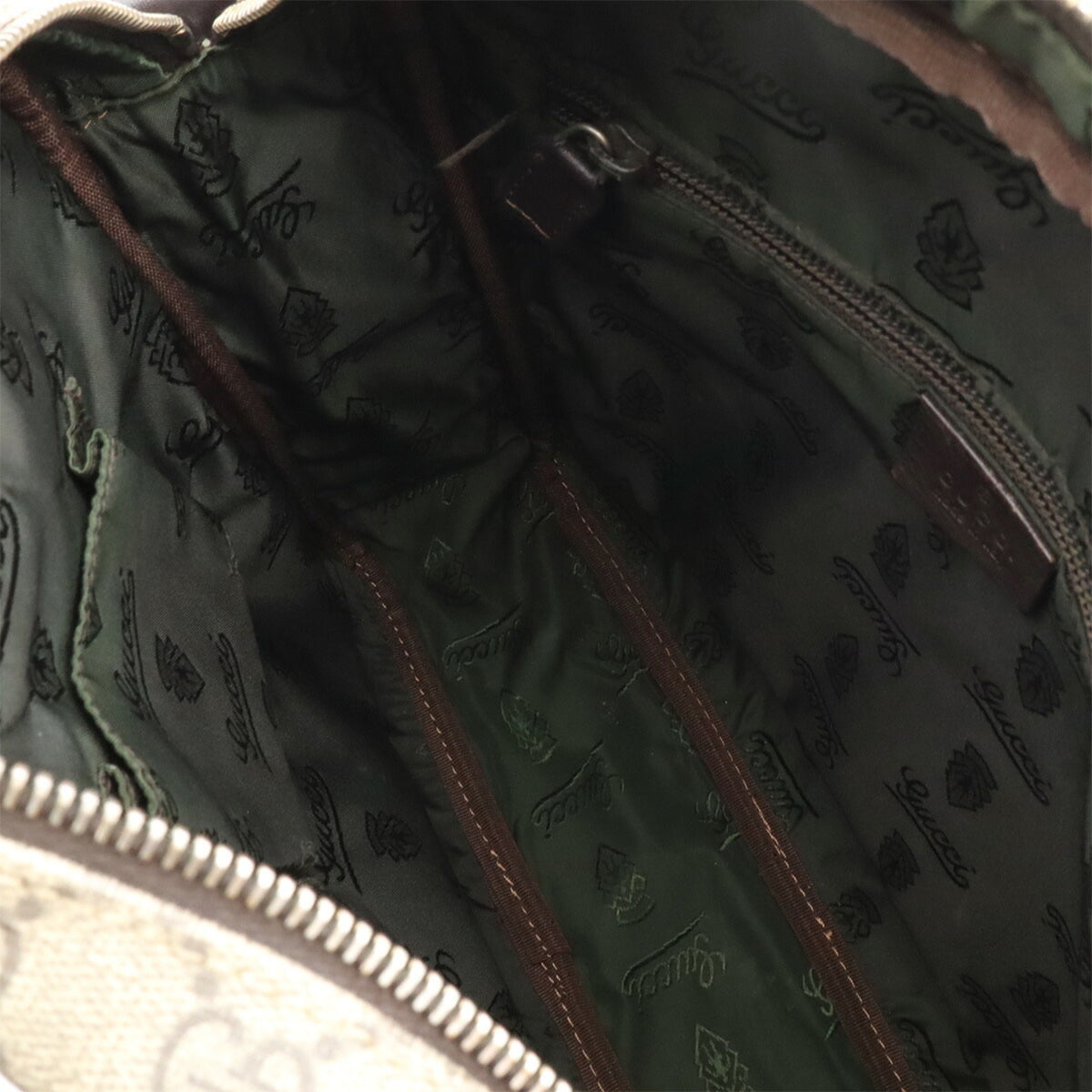 Gucci Beige Dark Brown Khaki Gg Supreme Canvas Shoulder Bag (Pre-Owned)