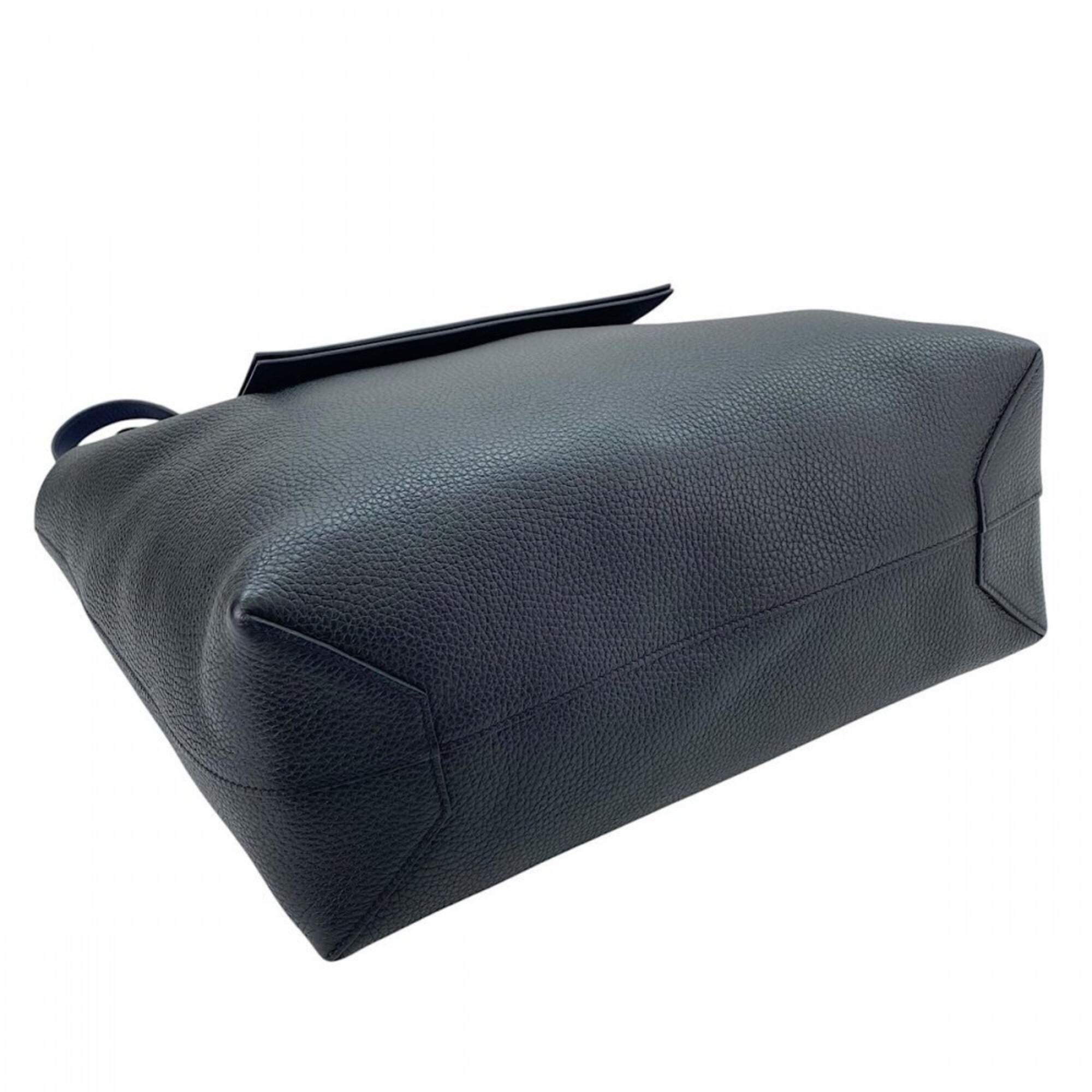 Hermes Black Navy Leather Handbag Tote Bag (Pre-Owned)