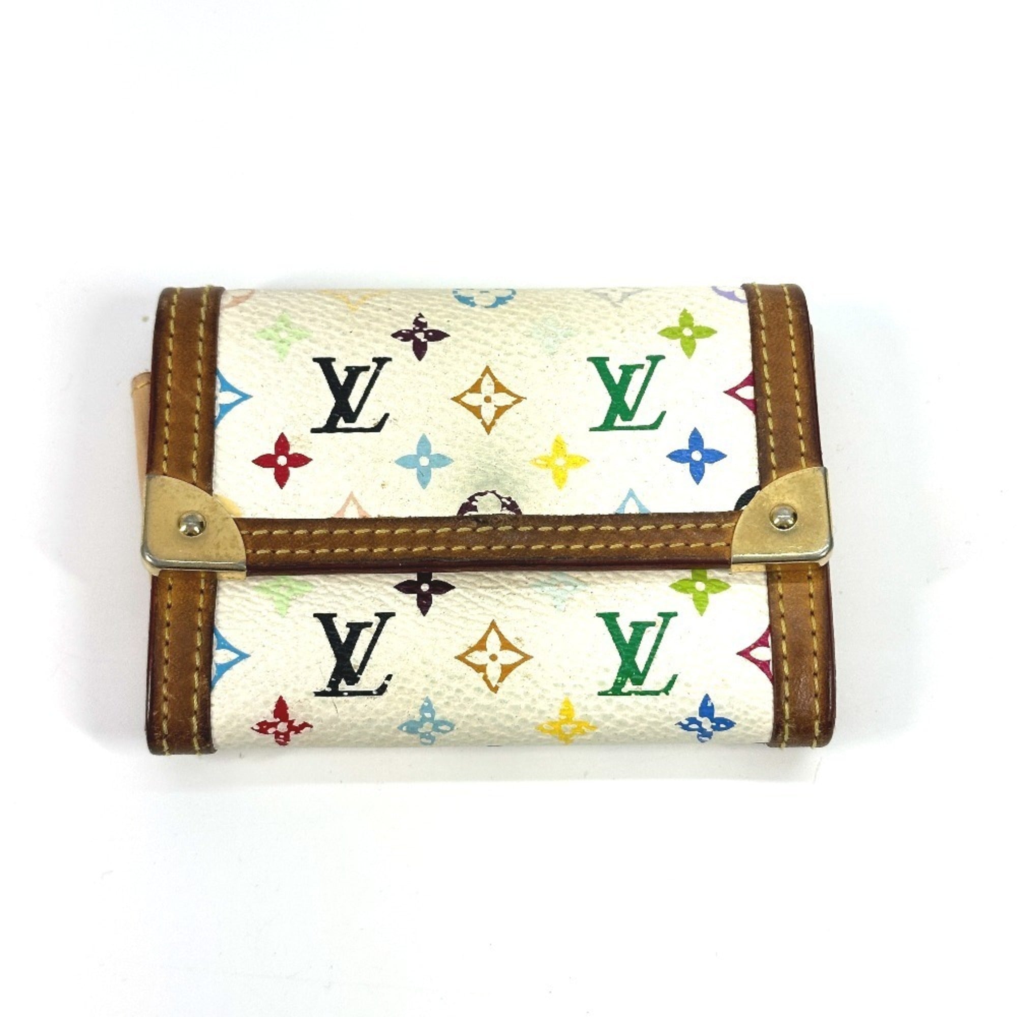 Louis Vuitton Blanc Multi-Color White Monogram Multicolore Canvas Coin Purse/Coin Case (Pre-Owned)