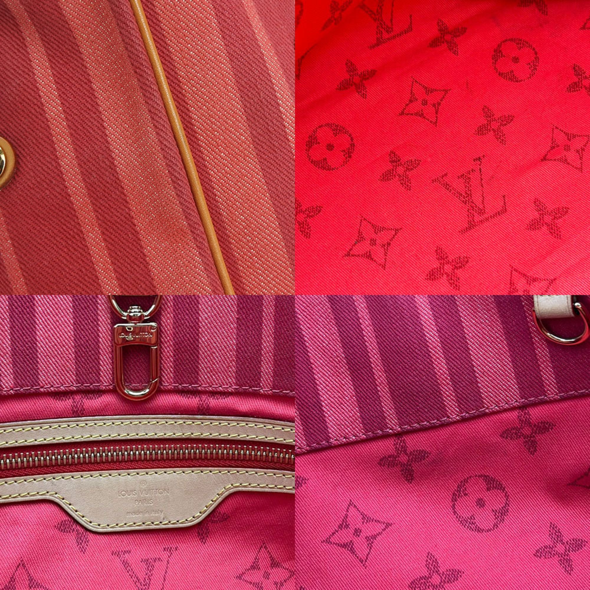 Louis Vuitton Red Color Canvas Tote Bag (Pre-Owned)