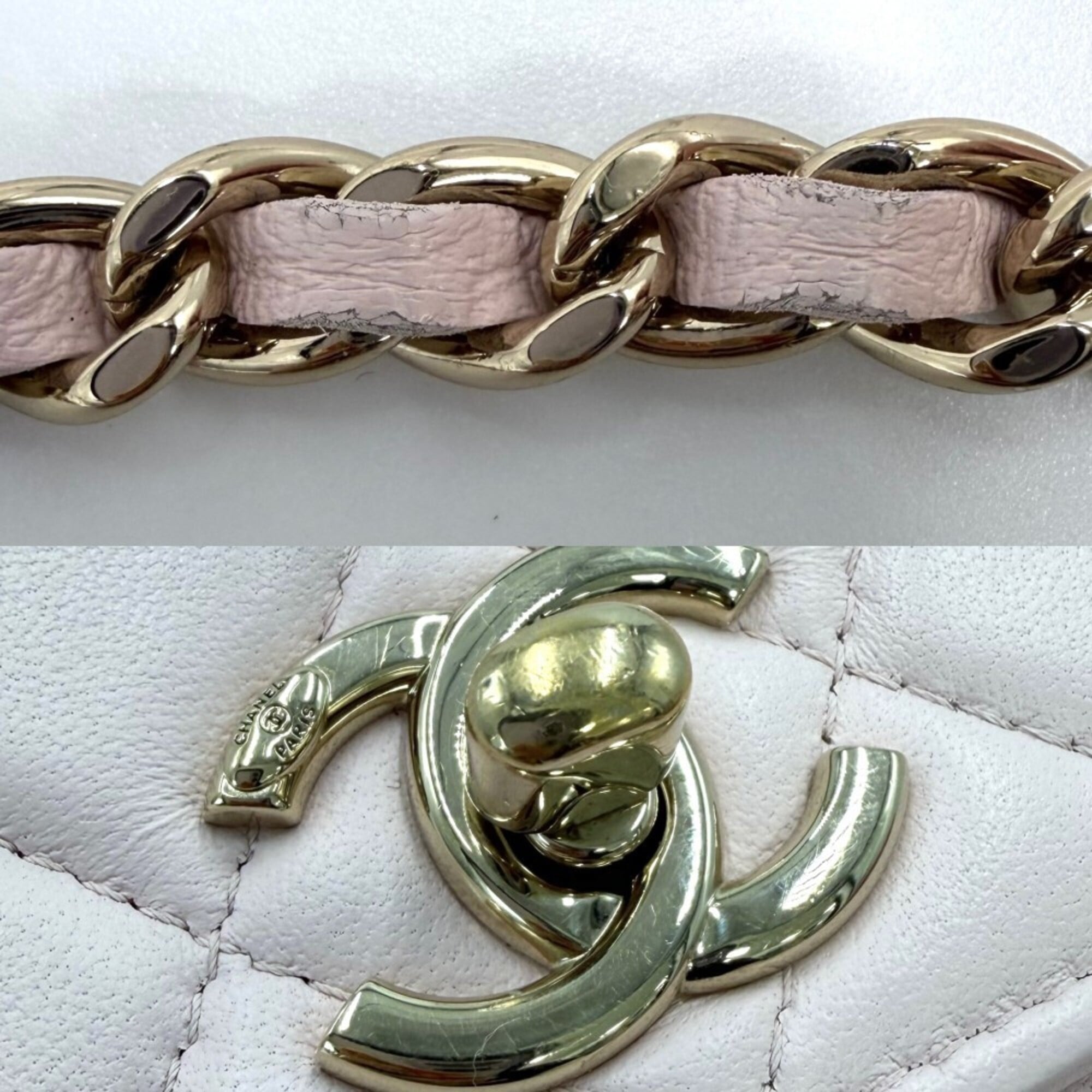 Chanel Pink Leather Chain/Shoulder Wallet (Pre-Owned)