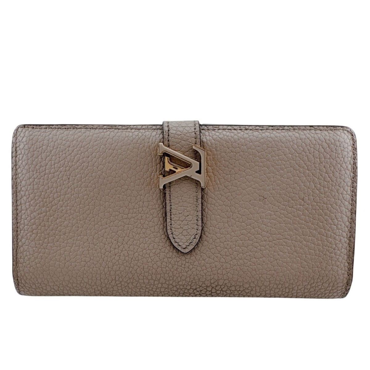Louis Vuitton Taurillon Beige Leather Long Wallet (Bi-Fold) (Pre-Owned)