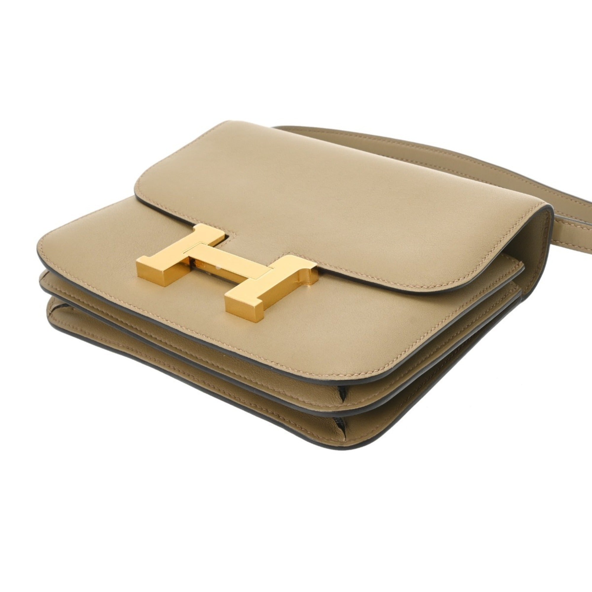 Hermes Beige Swift Leather Shoulder Bag (Pre-Owned)