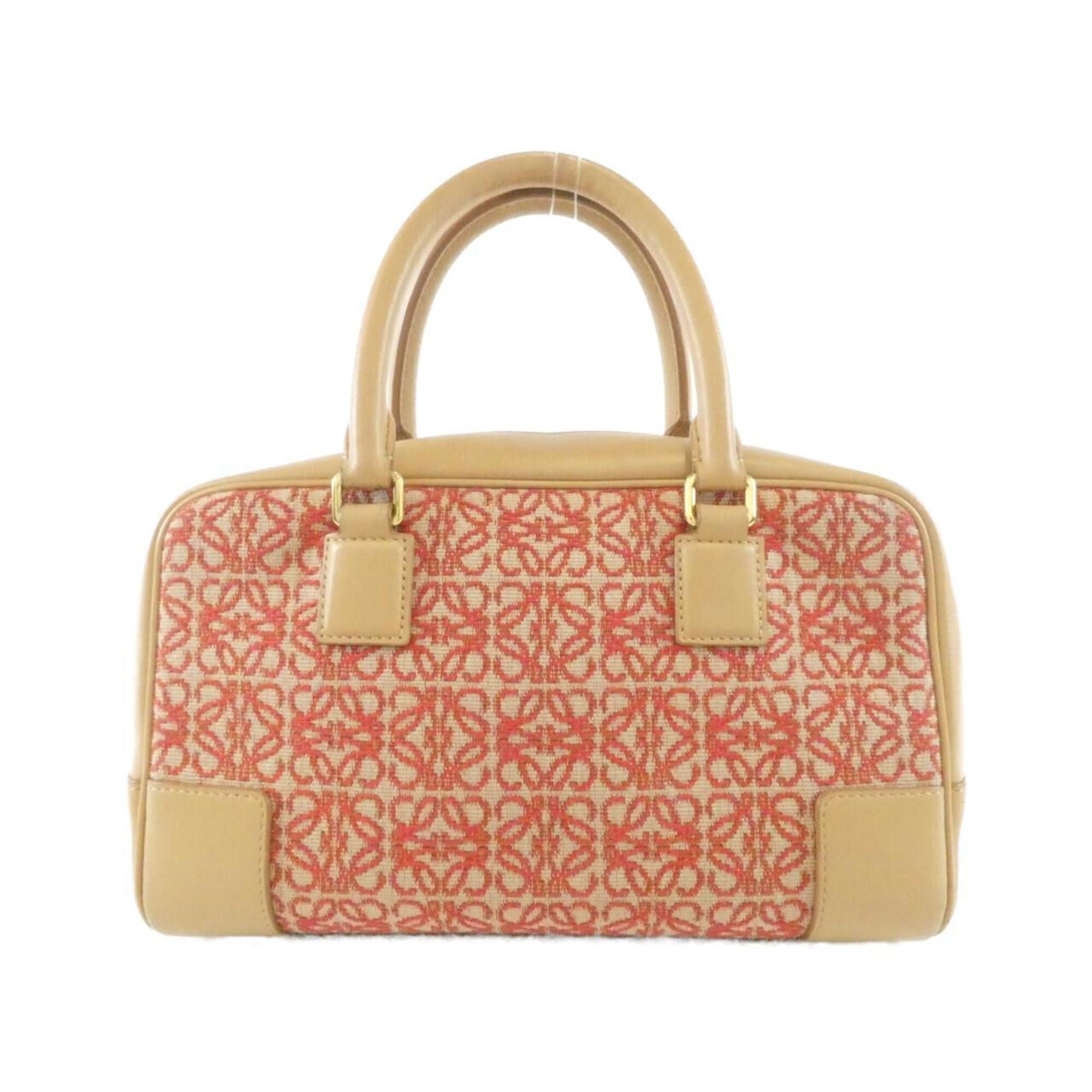 Loewe Red Color Canvas Leather Handbag (Pre-Owned)